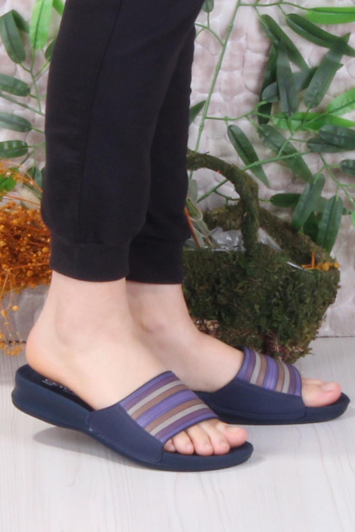 9942-8 Lacivert Rahat Ortapedik Kadın Terlik - Görsel 2