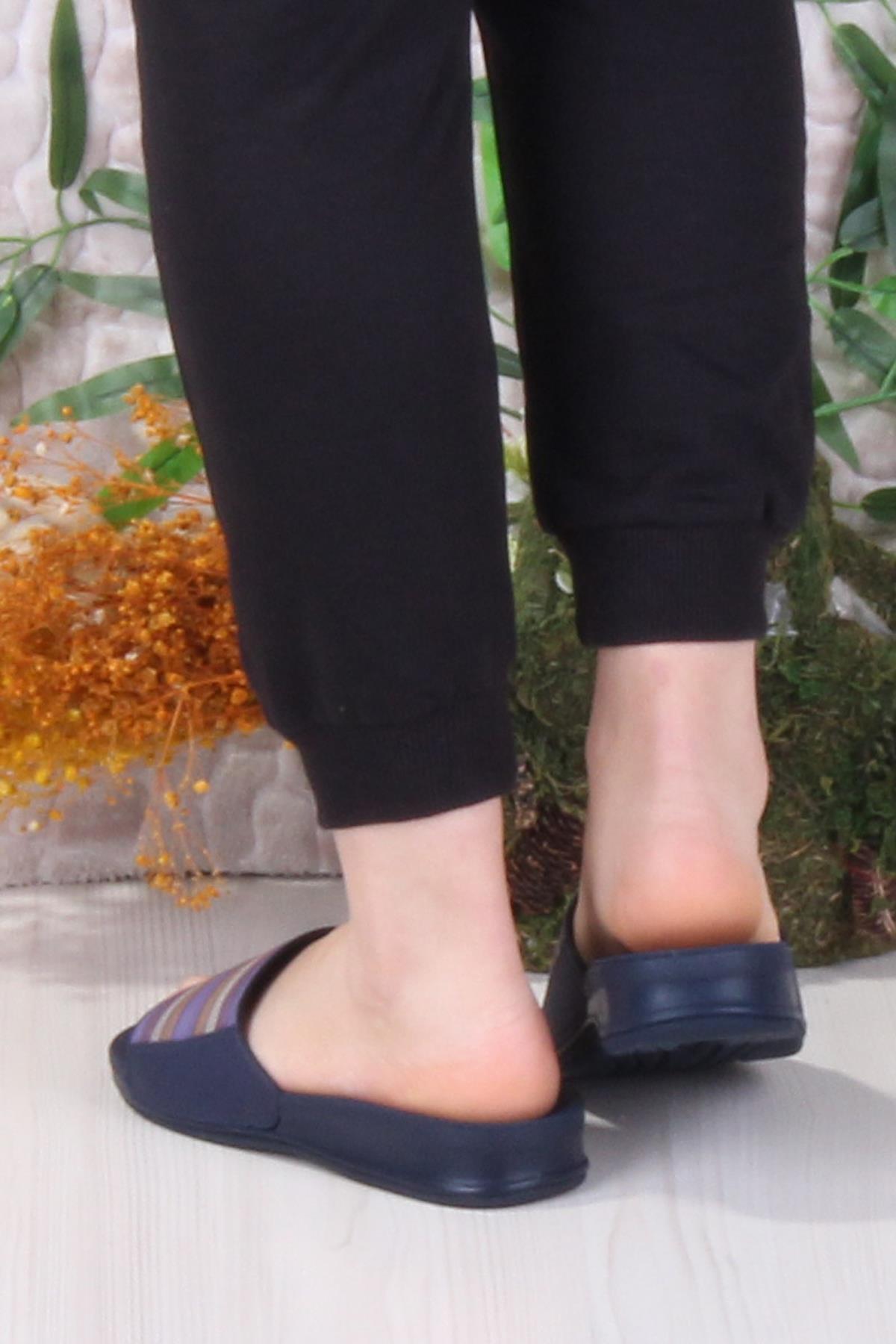 9942-8 Lacivert Rahat Ortapedik Kadın Terlik - Görsel 5