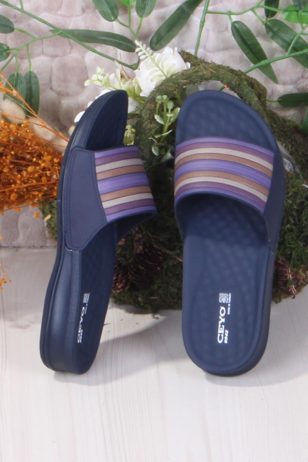 9942-8 Lacivert Rahat Ortapedik Kadın Terlik - Görsel 6