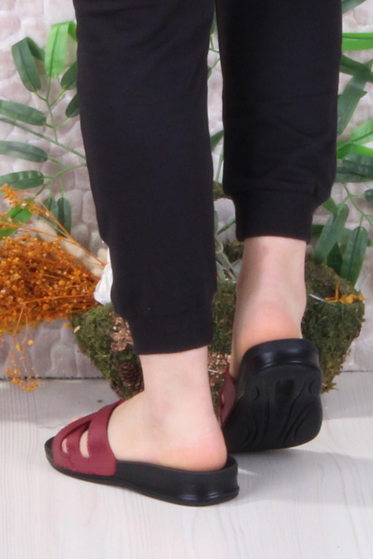 9942-1 Bordo Rahat Ortapedik Kadın Terlik - Görsel 5