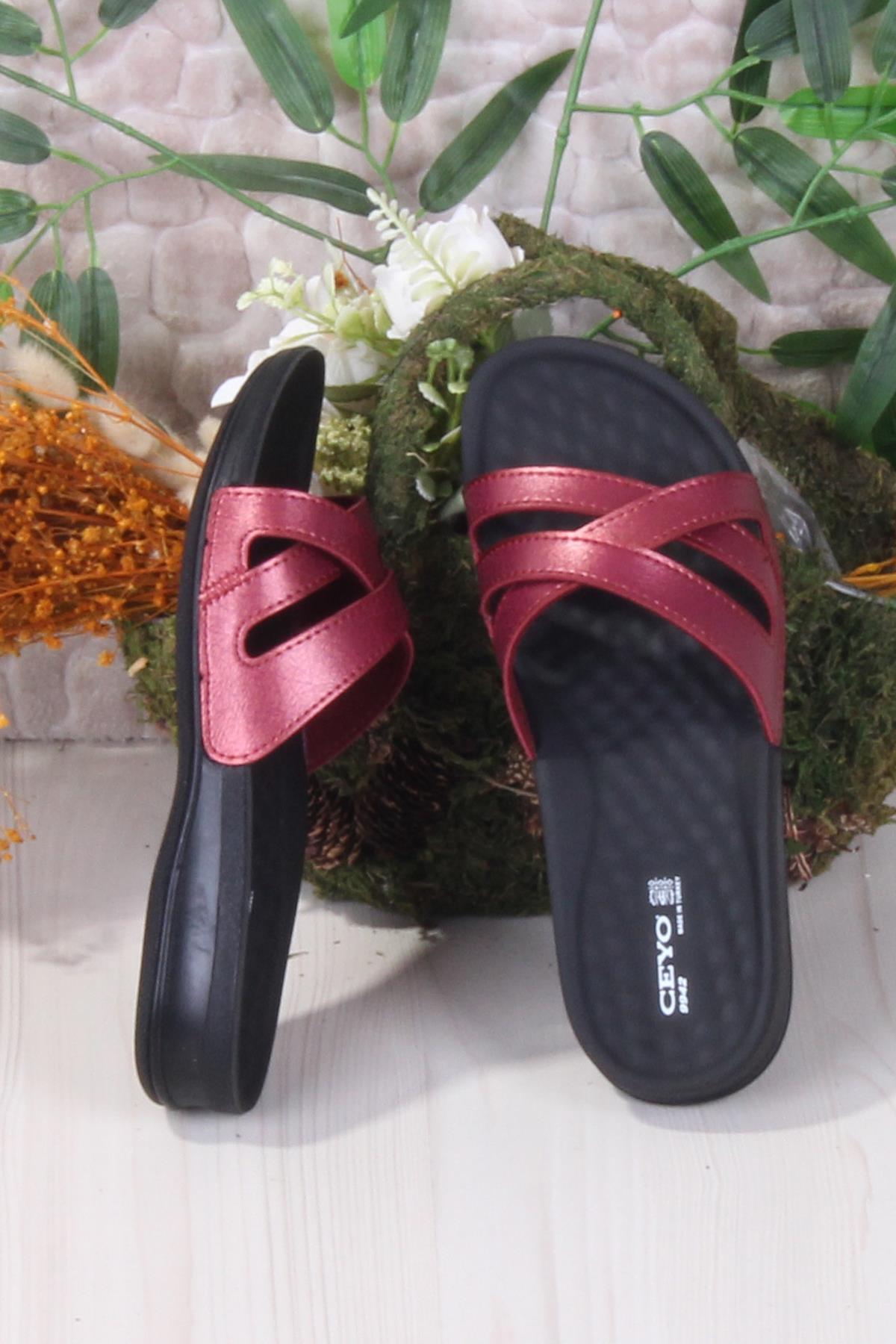 9942-1 Bordo Rahat Ortapedik Kadın Terlik - Görsel 6