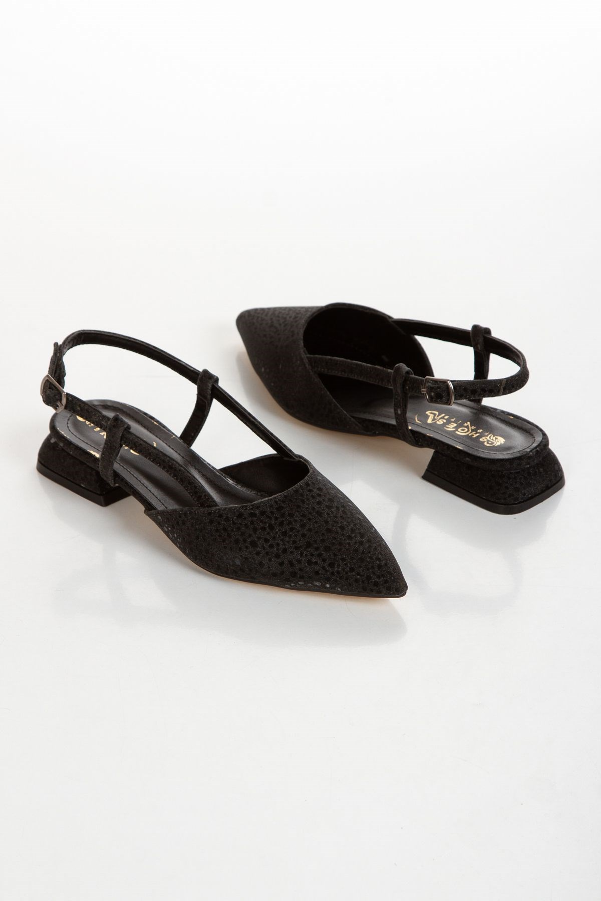 Patrıcıa Siyah Taşlı Garantili Arkası Açık Sivri Burunlu Kadın Kısa Topuklu Ayakkabı PATRICIA-5489 - Görsel 5