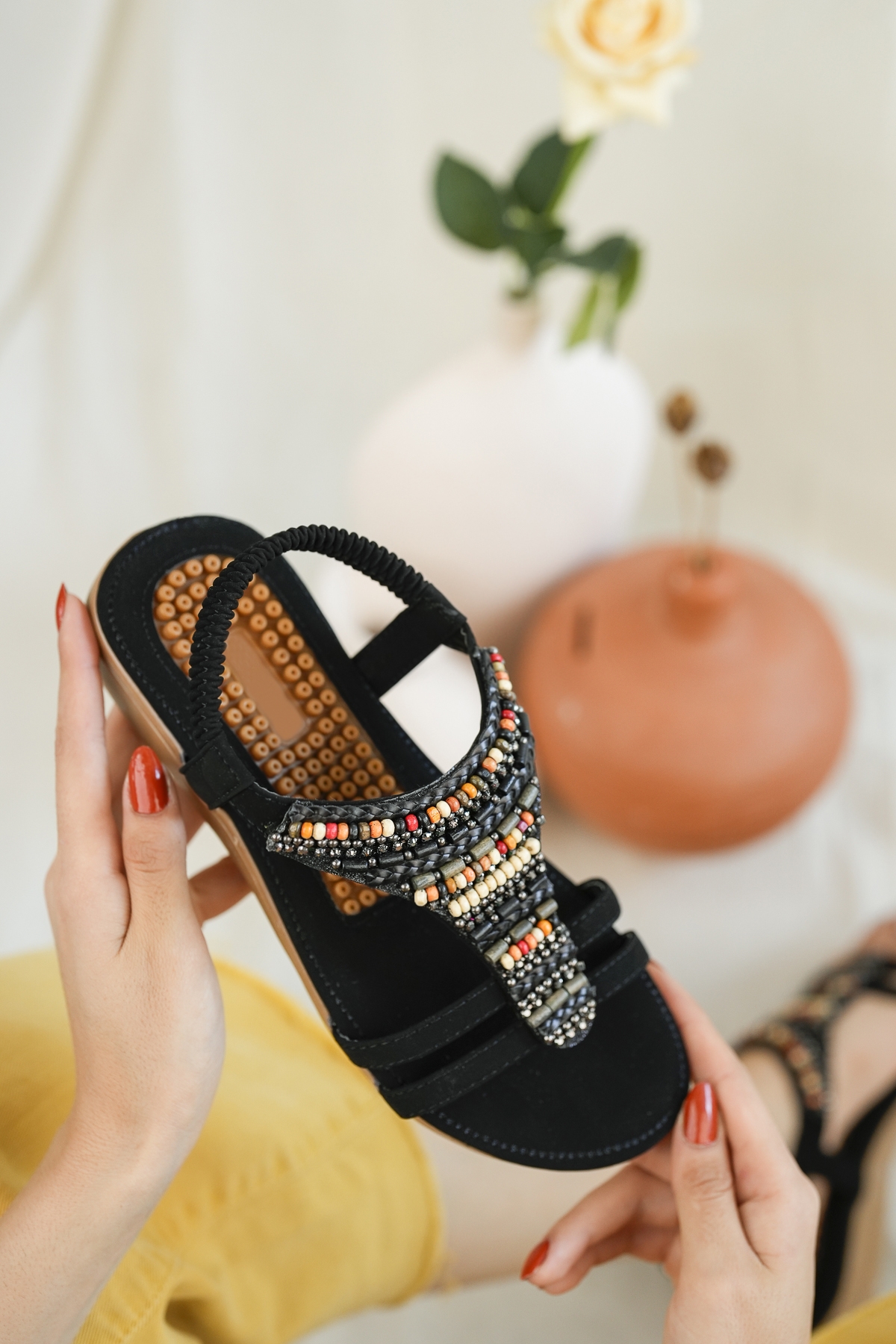 Rebeca Anatomik Guja Fashion Taşlı Günlük Kadın Sandalet - Görsel 4