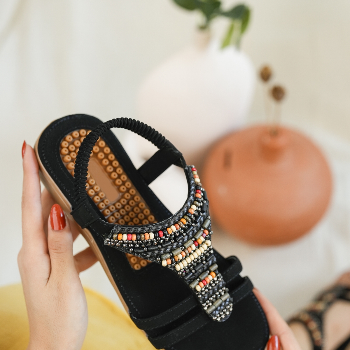 Rebeca Anatomik Guja Fashion Taşlı Günlük Kadın Sandalet - Görsel 5