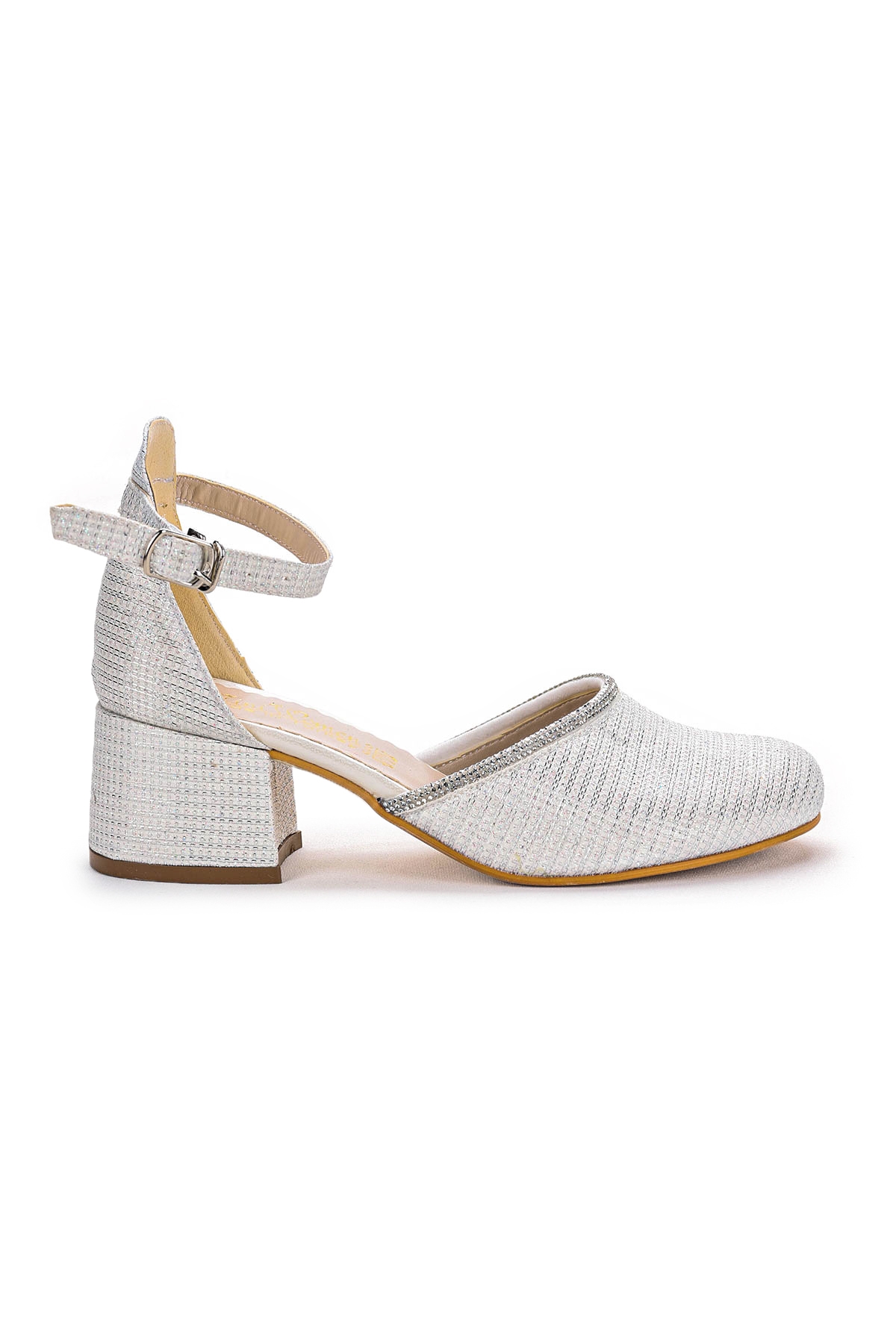 Ressa Çupra Taşlı Kız Çocuk 5 Cm Topuklu Sandalet Abiye Ayakkabı Sedef - Görsel 2