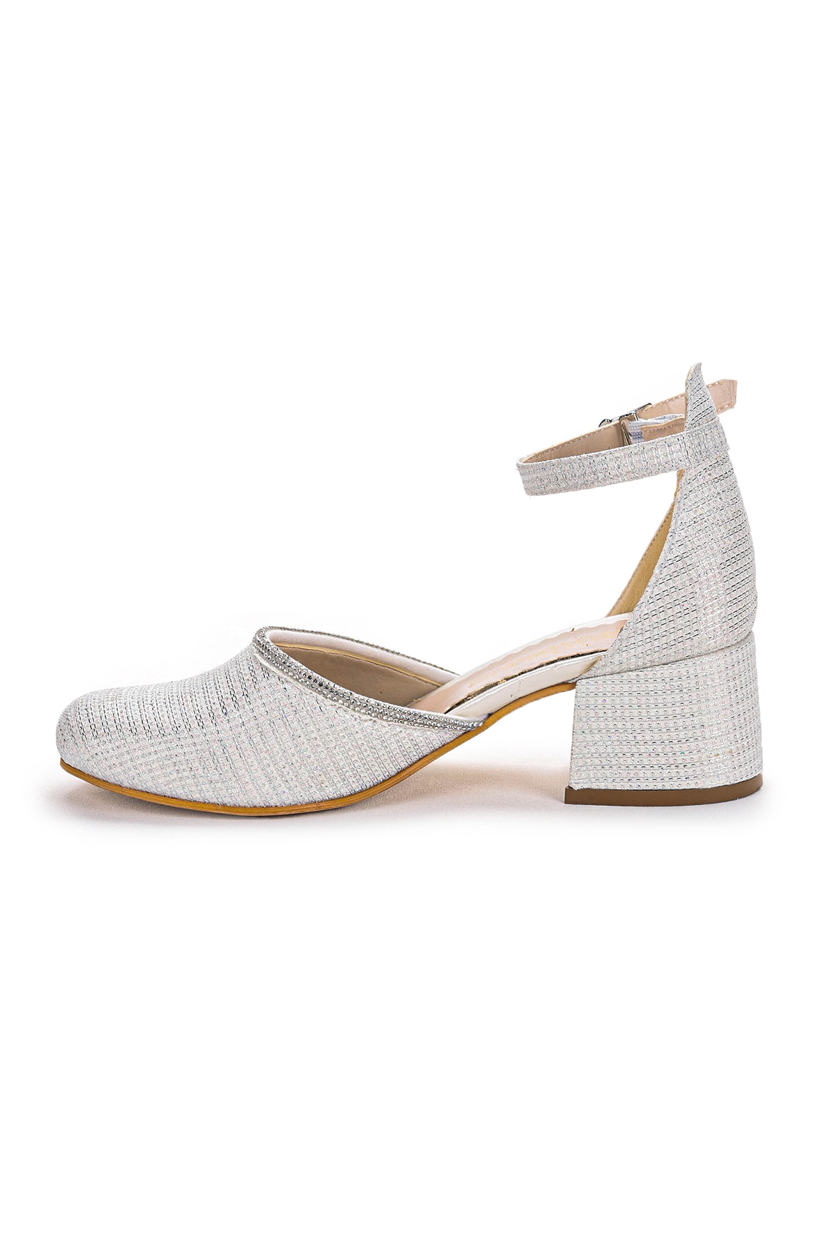 Ressa Çupra Taşlı Kız Çocuk 5 Cm Topuklu Sandalet Abiye Ayakkabı Sedef - Görsel 6