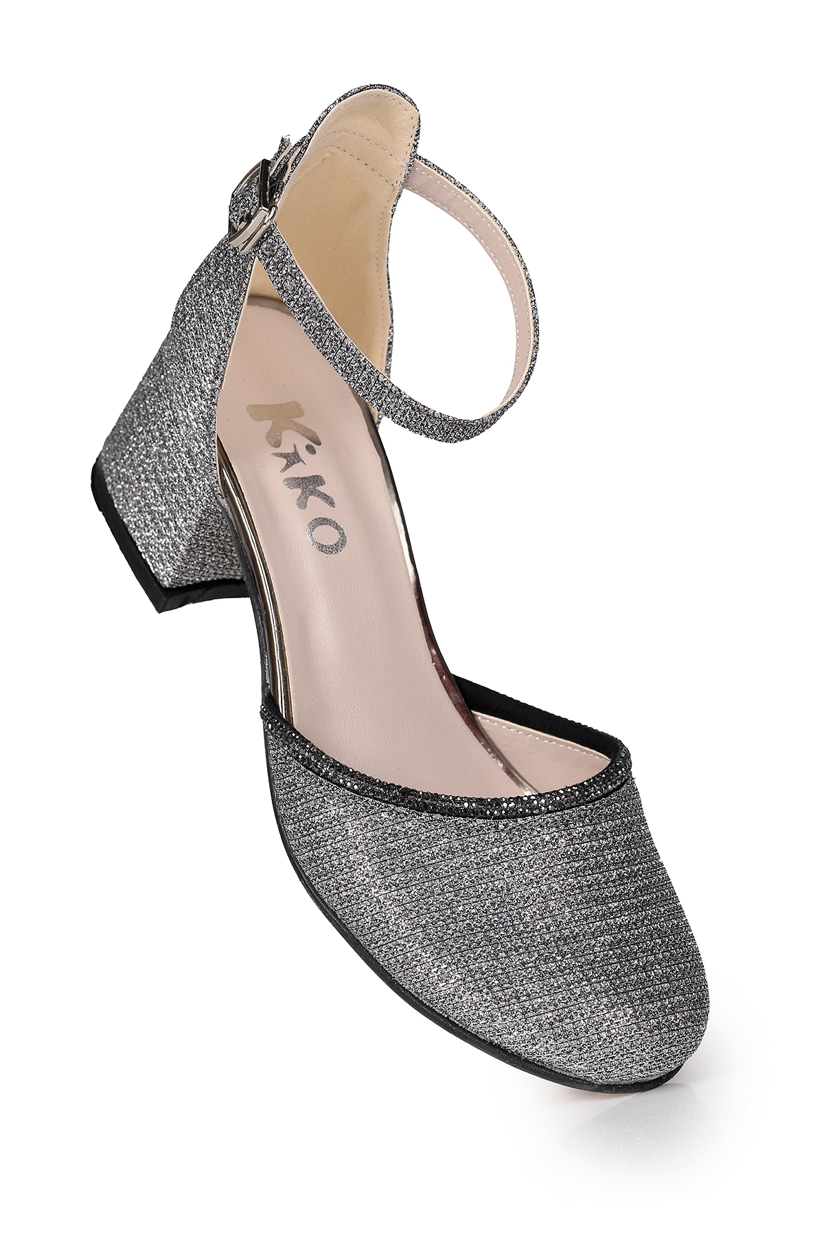 Ressa Çupra Taşlı Kız Çocuk 5 Cm Topuklu Sandalet Abiye Ayakkabı Platin - Görsel 4