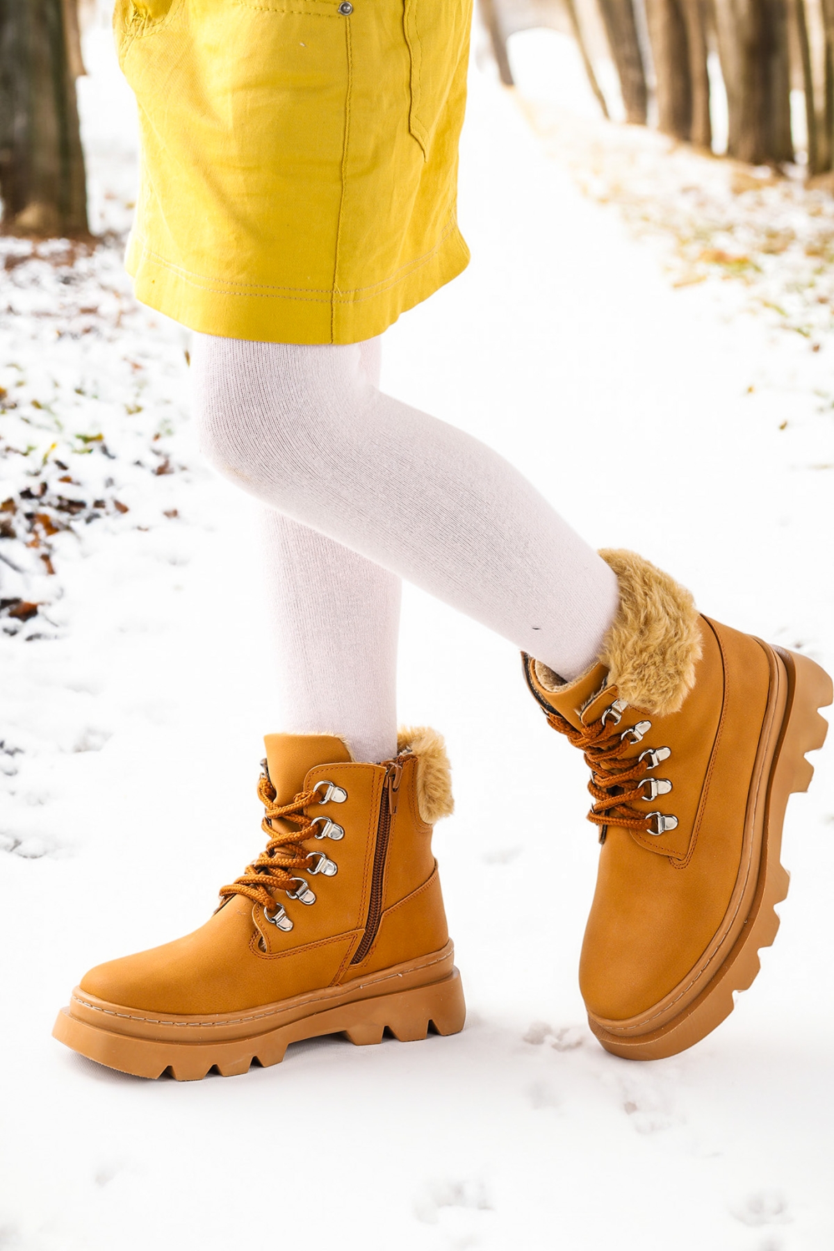 Edu Günlük Fermuarlı Kız Çocuk Bot Ayakkabı Taba - Görsel 3