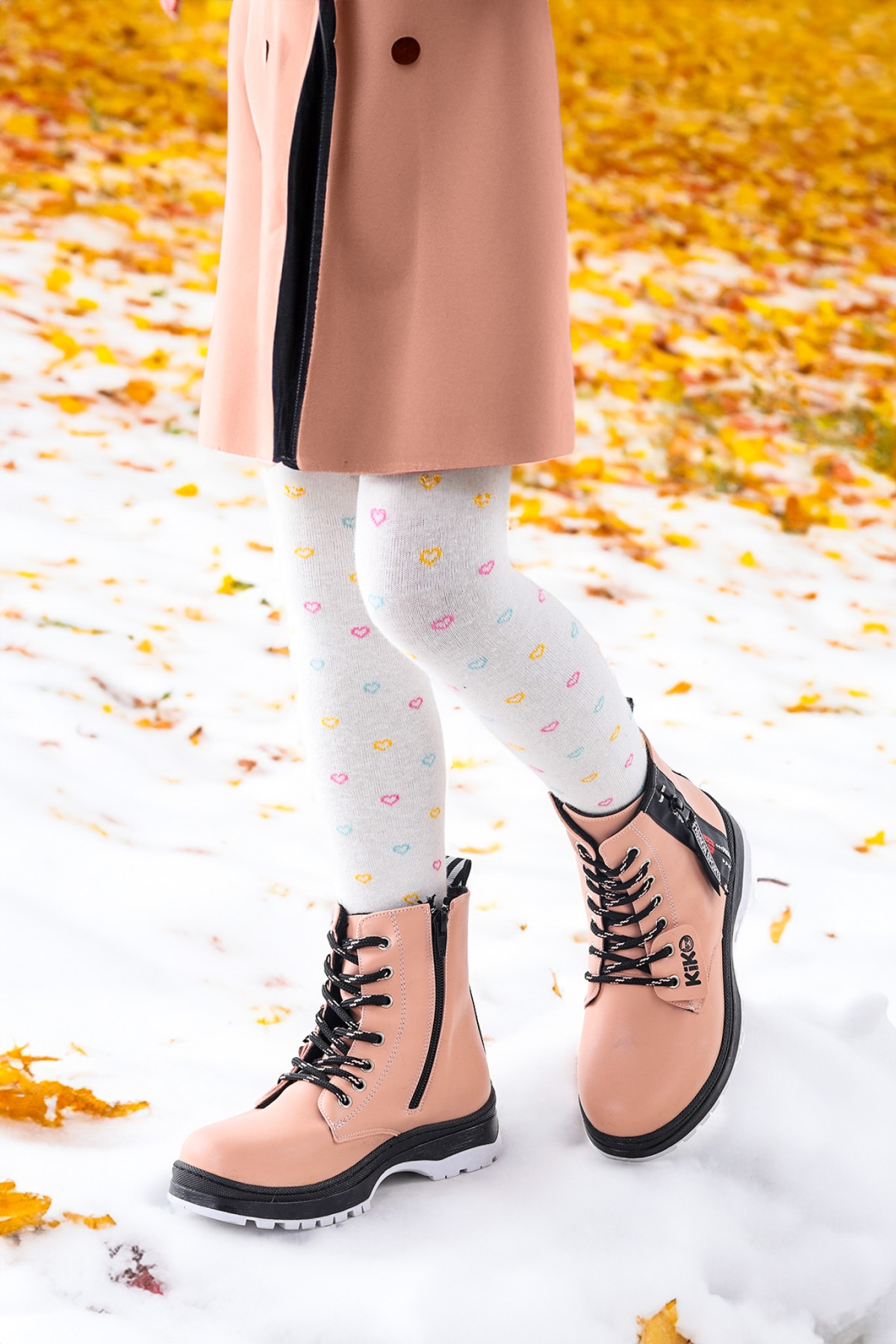 Fashion Cilt Fermuarlı Termo Taban Kız Çocuk Bot Pudra - Görsel 3