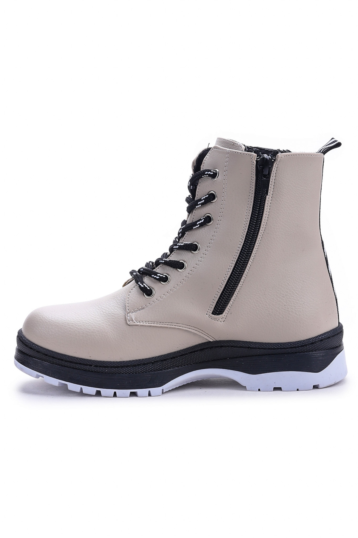 Fashion Cilt Fermuarlı Termo Taban Kız Çocuk Bot Bej - Görsel 6