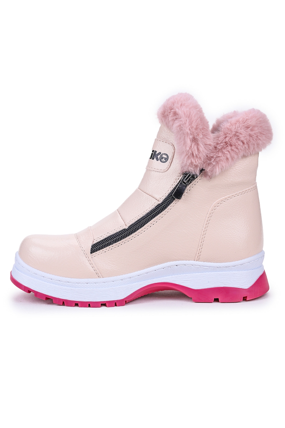 Bente Rugan Çatlak Fermuarlı Kız Çocuk Bot Ayakkabı Pudra - Görsel 5