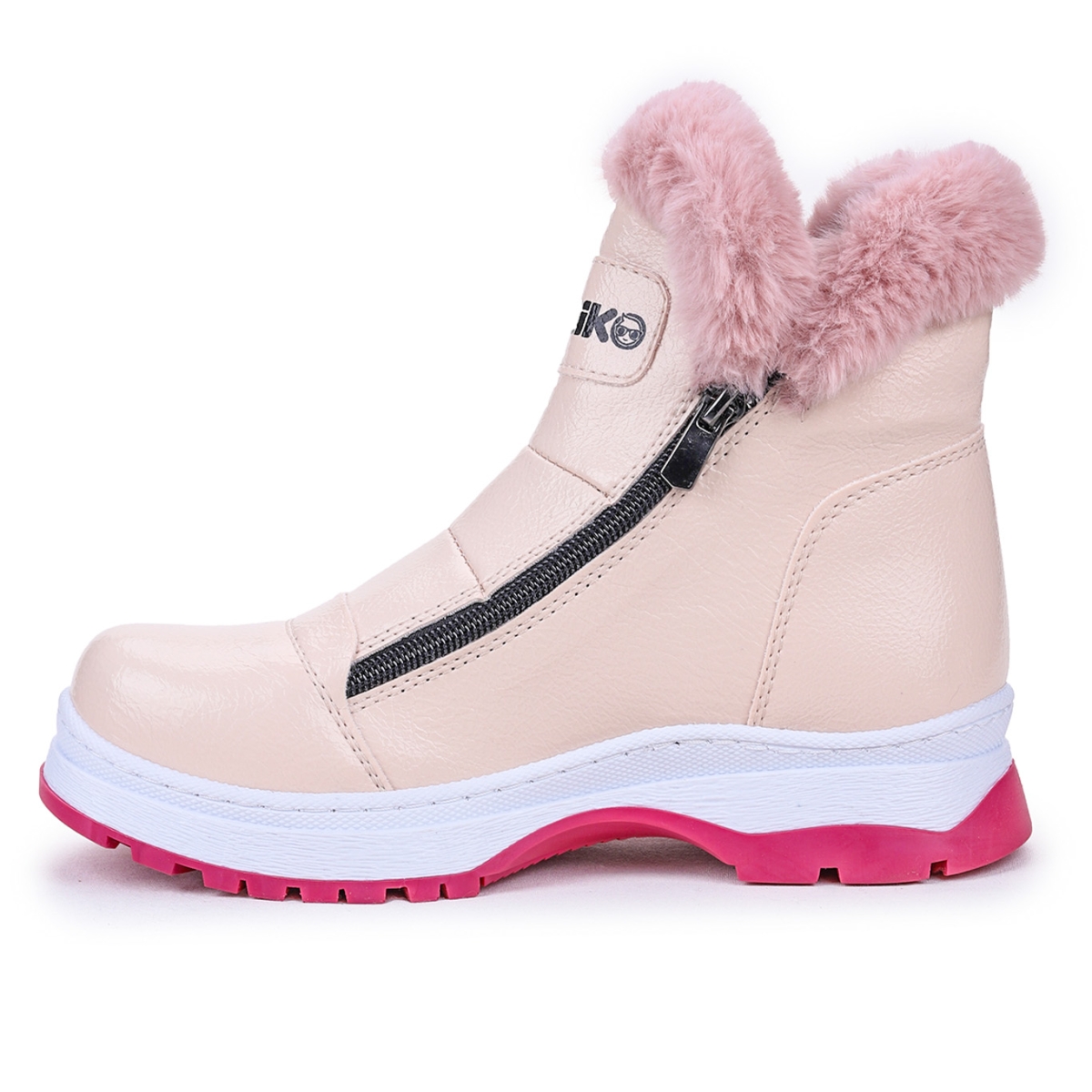 Bente Rugan Çatlak Fermuarlı Kız Çocuk Bot Ayakkabı Pudra - Görsel 6