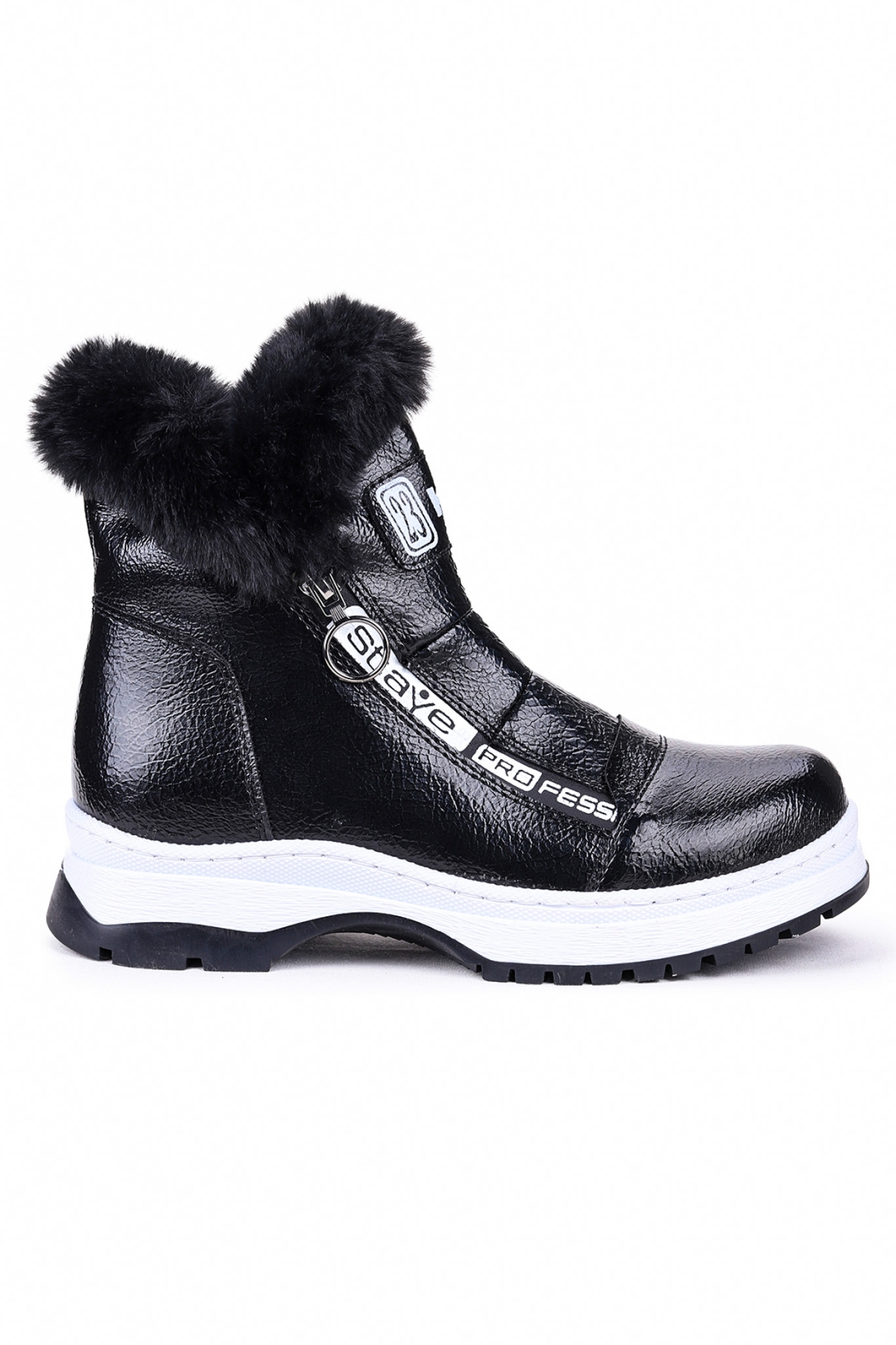 Bente Rugan Çatlak Fermuarlı Kız Çocuk Bot Ayakkabı Siyah - Görsel 5