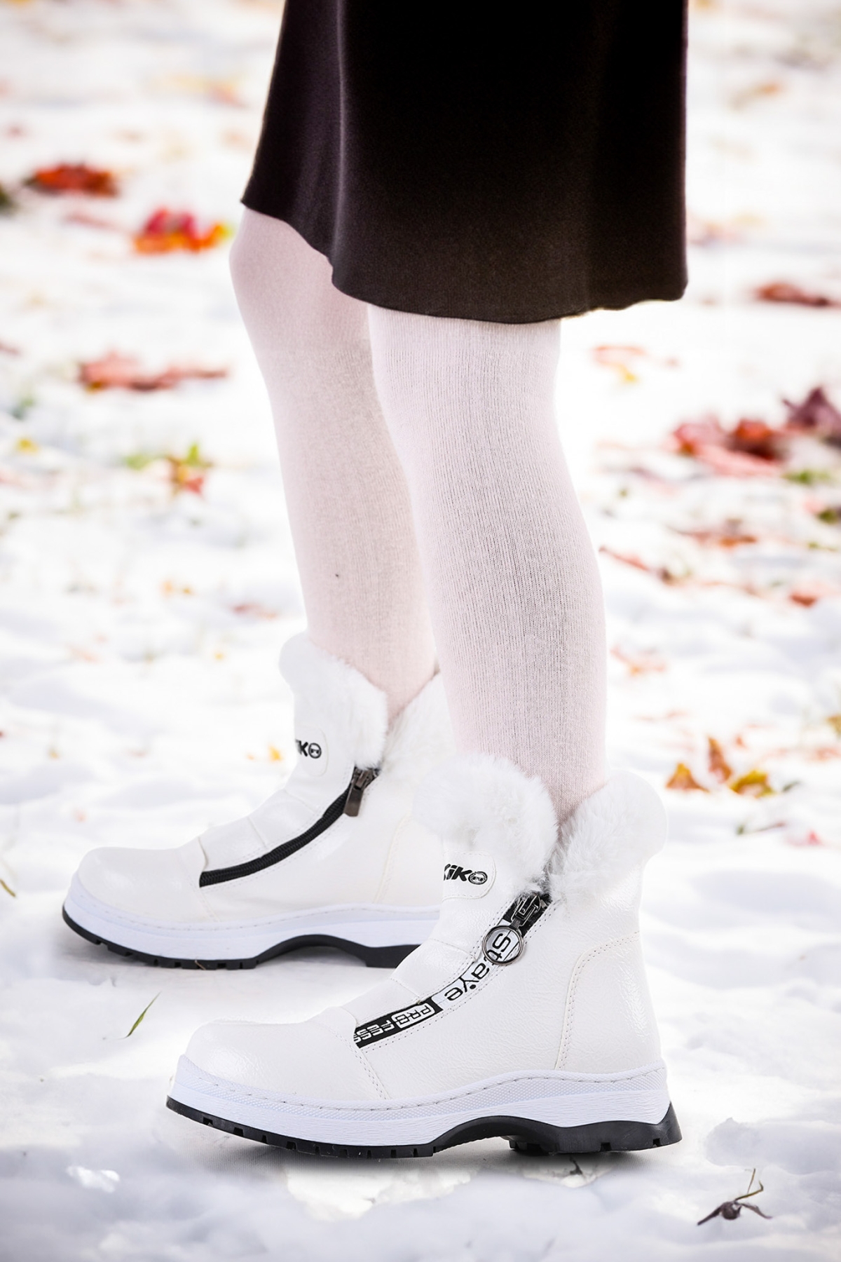 Kiko Kids Bente Rugan Çatlak Fermuarlı Kız Çocuk Bot Ayakkabı Beyaz - Görsel 4