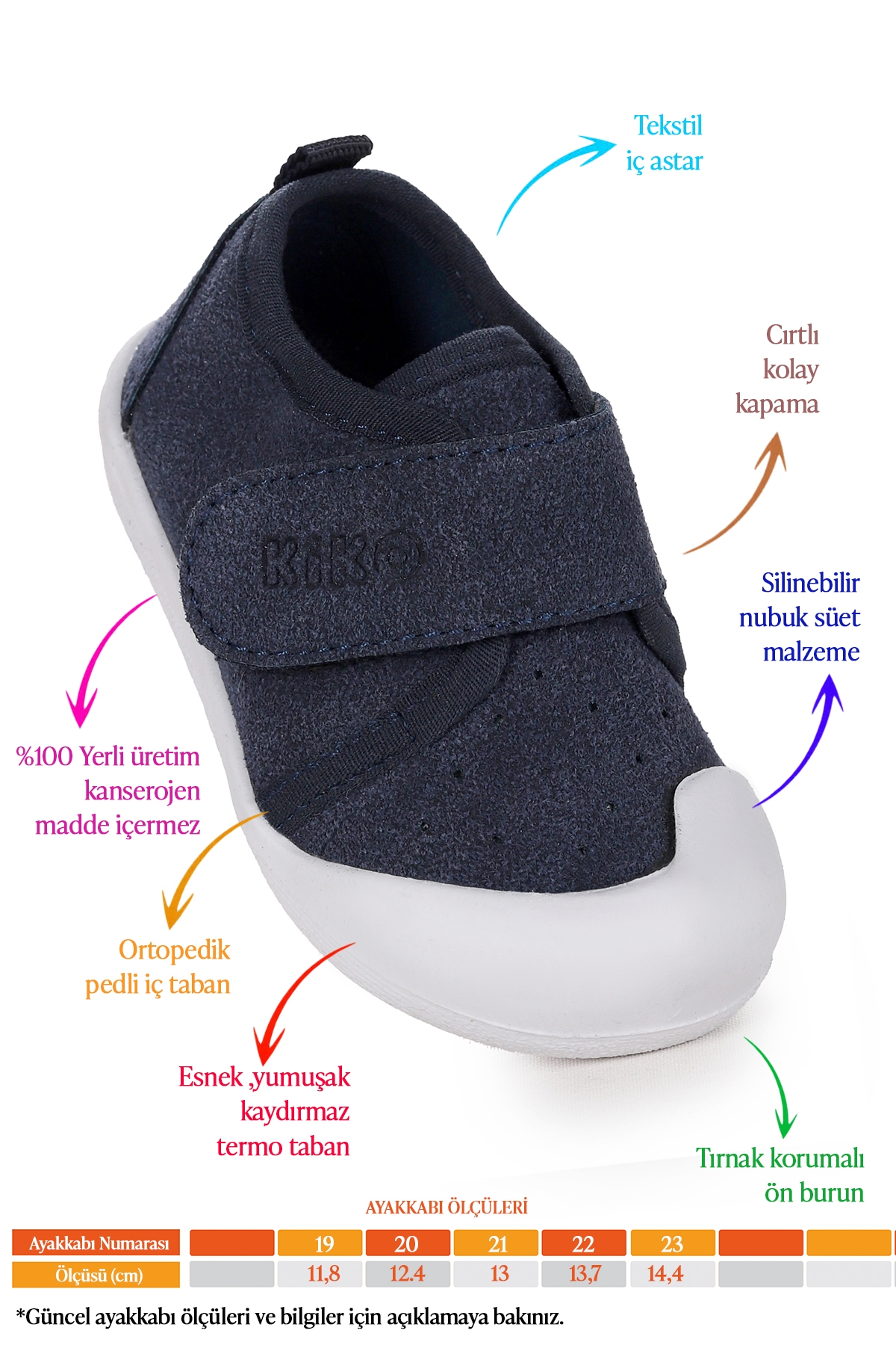 Daffy Cırtlı Erkek Bebek İlk Adım Ortopedik Günlük Ayakkabı Lacivert - Görsel 3