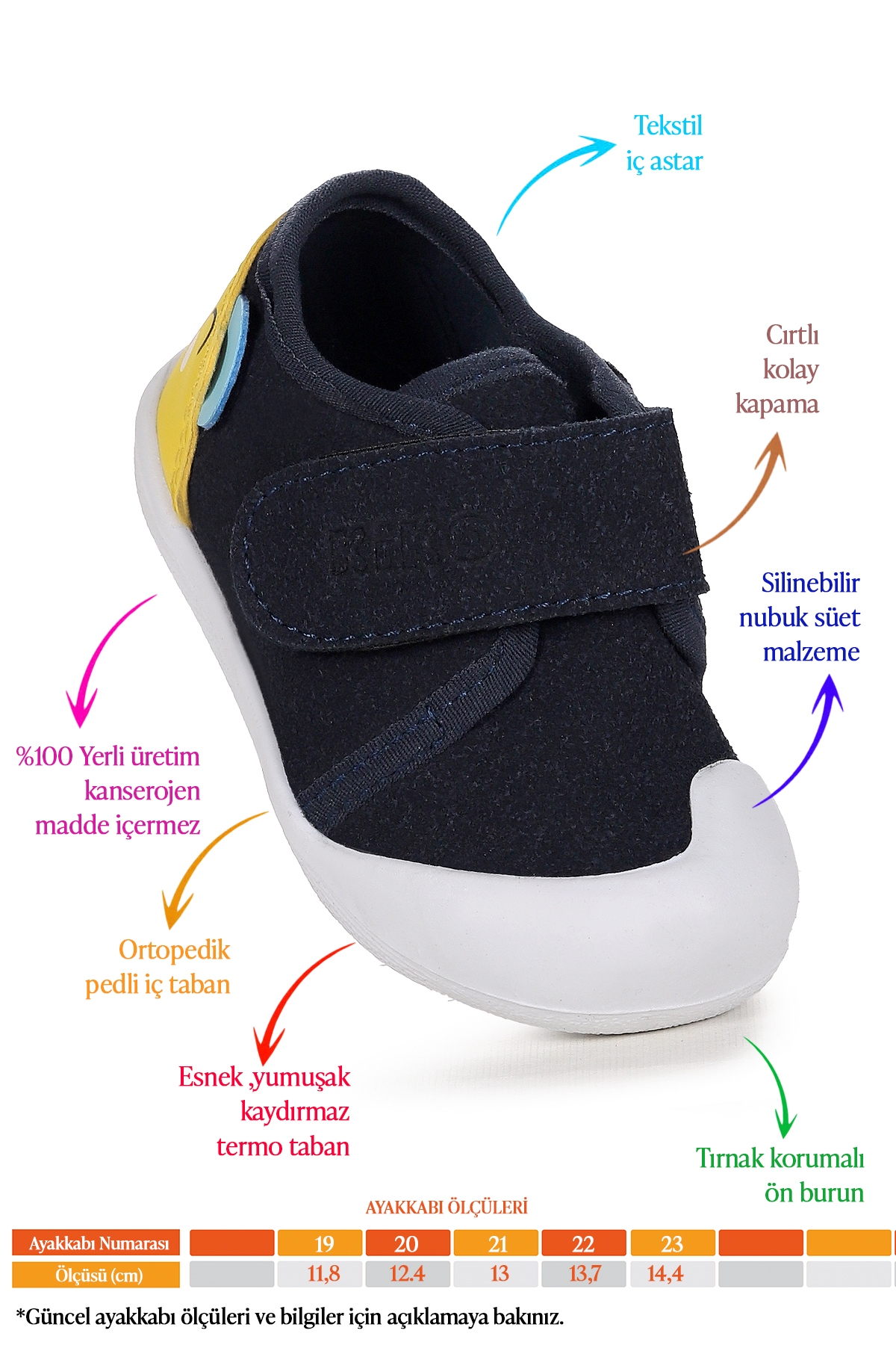 Catly Cırtlı Erkek Bebek İlk Adım Ortopedik Günlük Ayakkabı Lacivert - Görsel 3