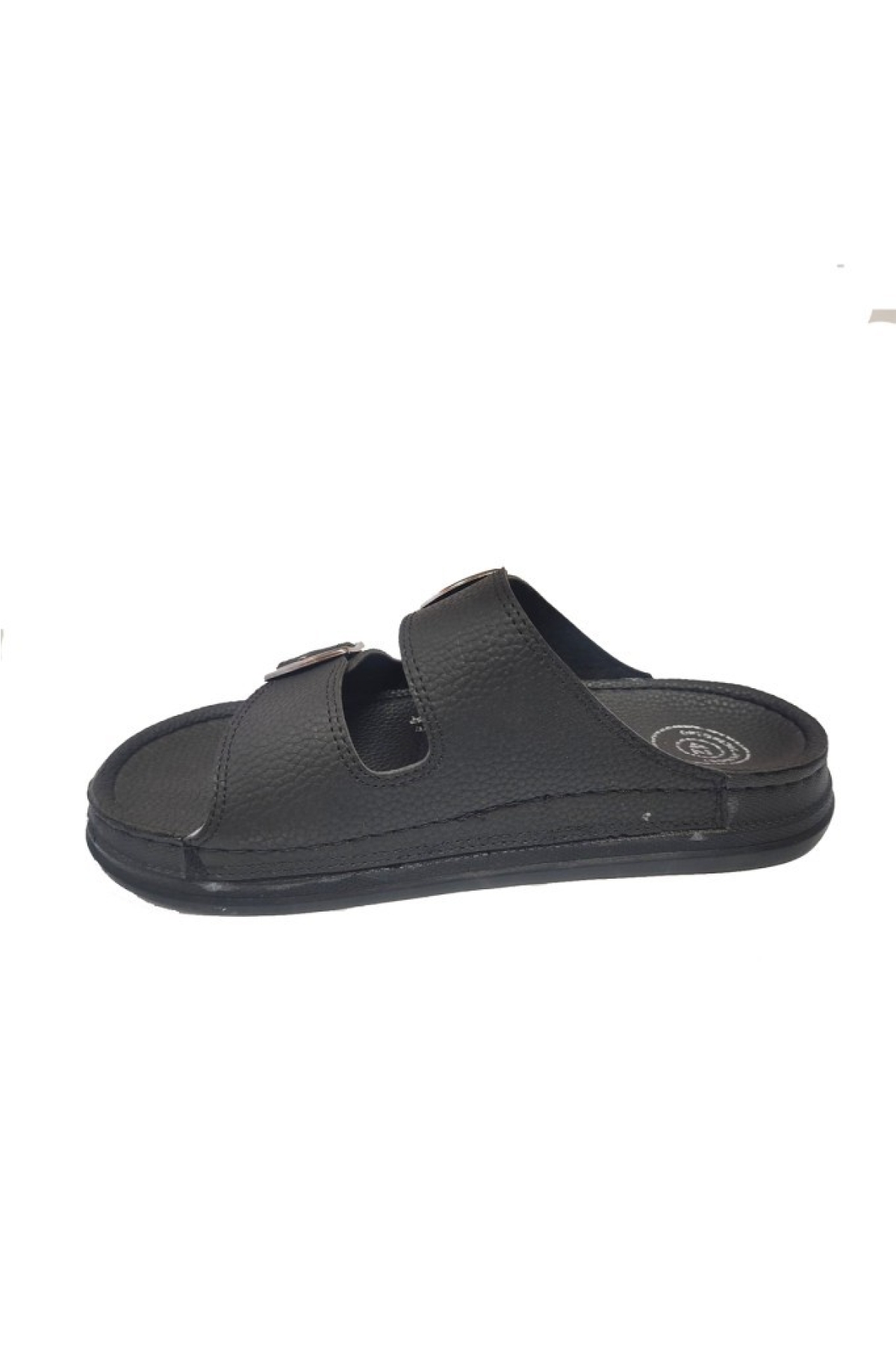 9037-25 Deri Anatomik Çift Bant Erkek Terlik - Görsel 3