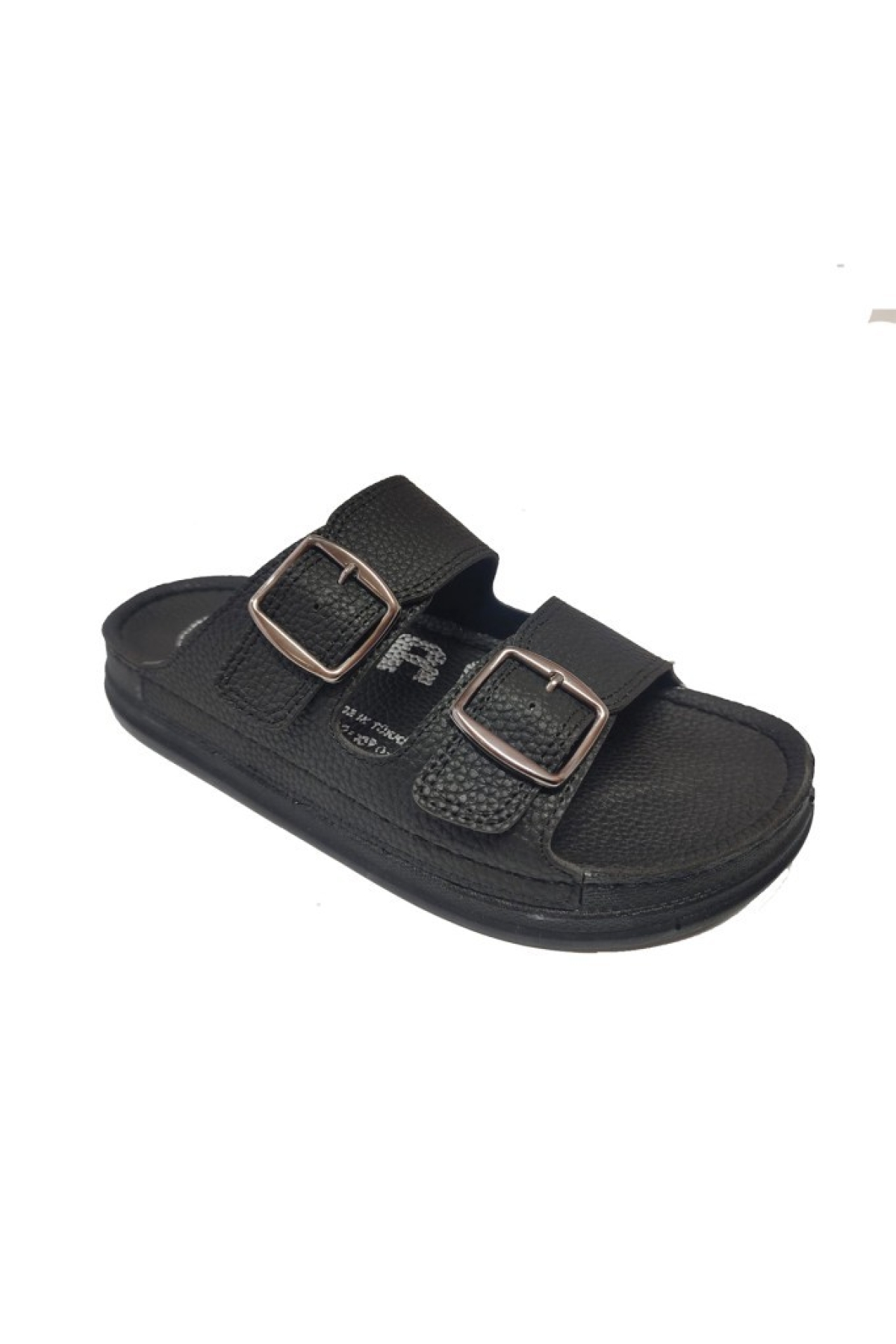 9037-25 Deri Anatomik Çift Bant Erkek Terlik - Görsel 4