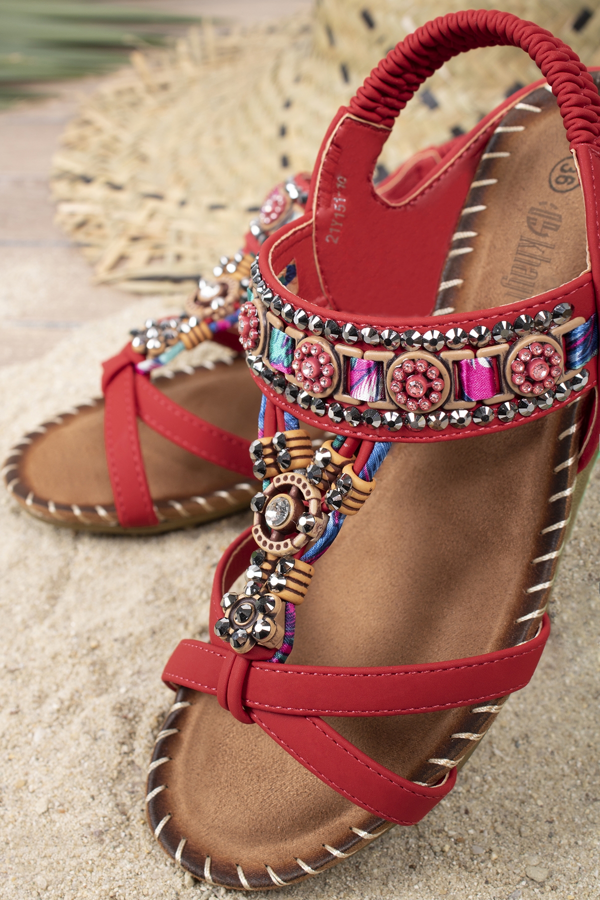 Anatolia Anatomik Fashion Taşlı Günlük Kadın Sandalet - Görsel 3