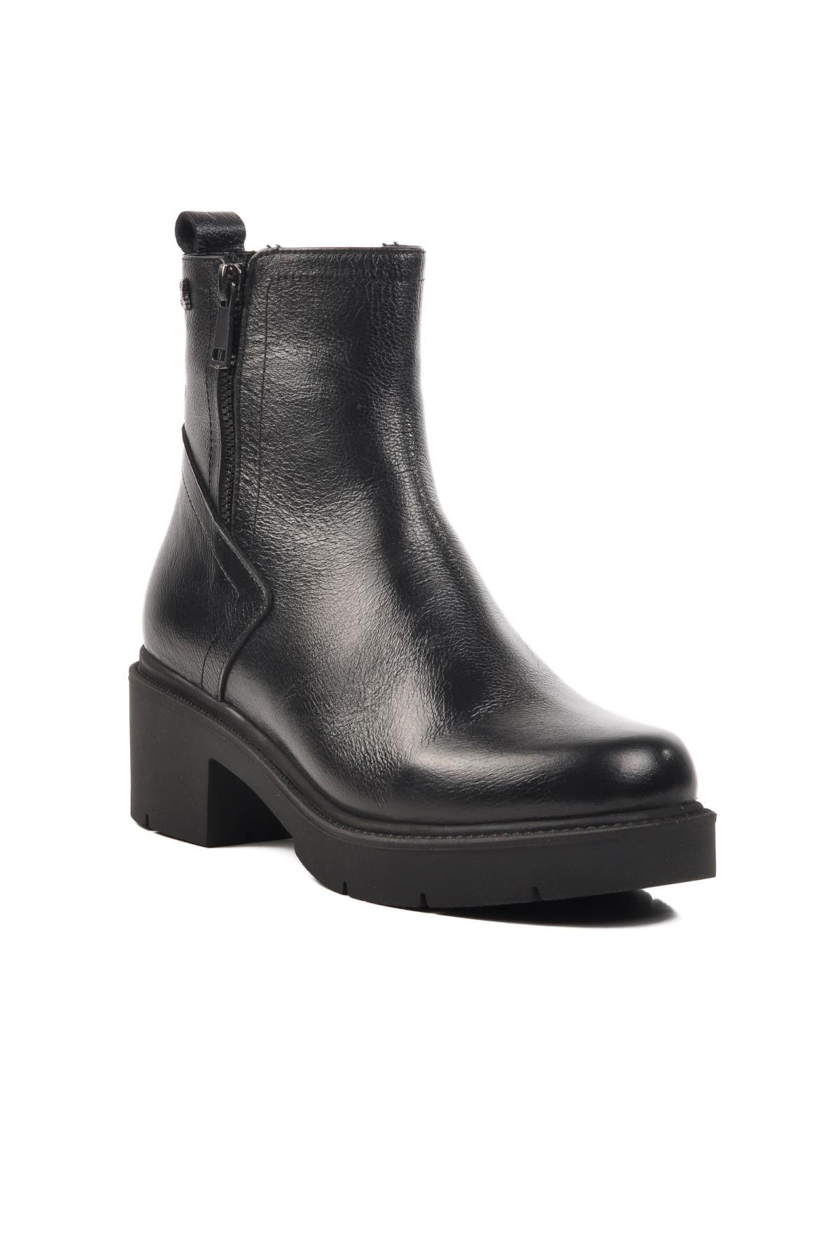 2454601K Siyah Hakiki Deri İçi Polarlı Kadın Bot - Görsel 2