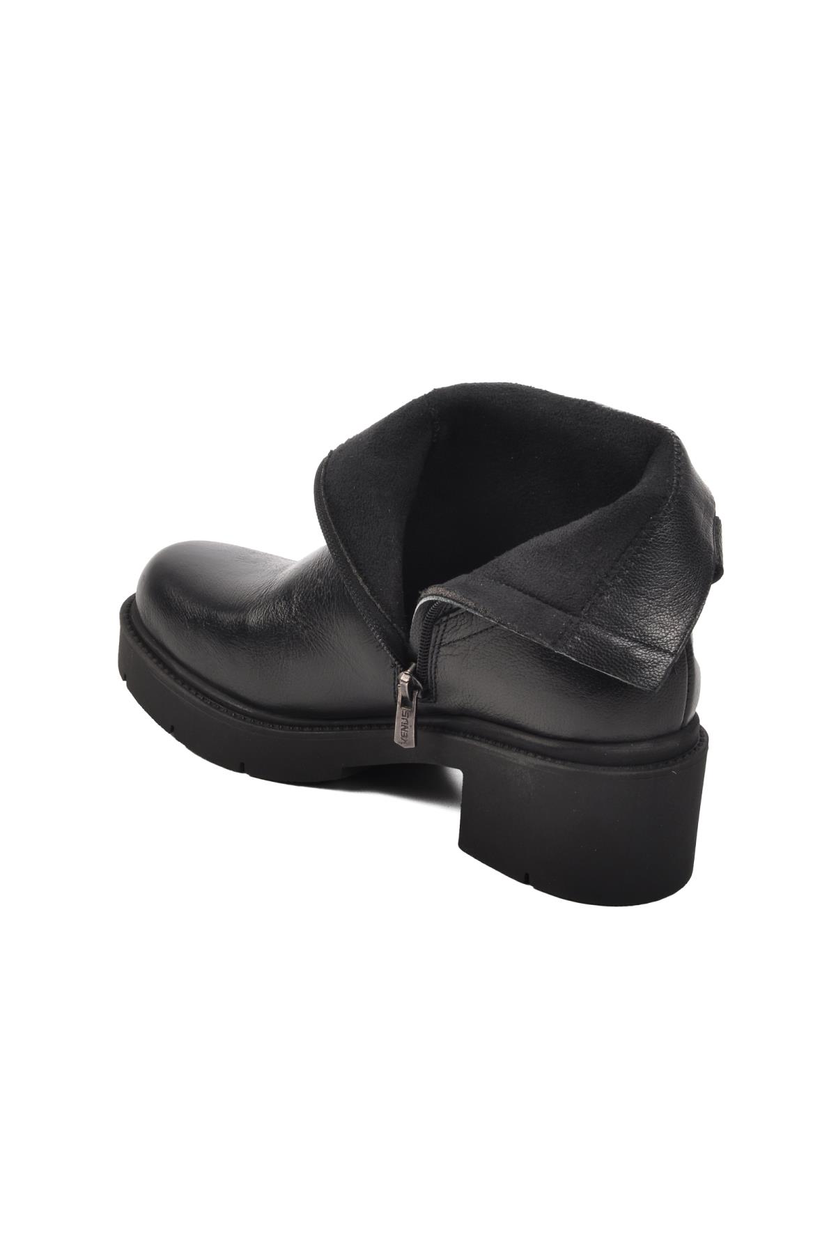 2454601K Siyah Hakiki Deri İçi Polarlı Kadın Bot - Görsel 5