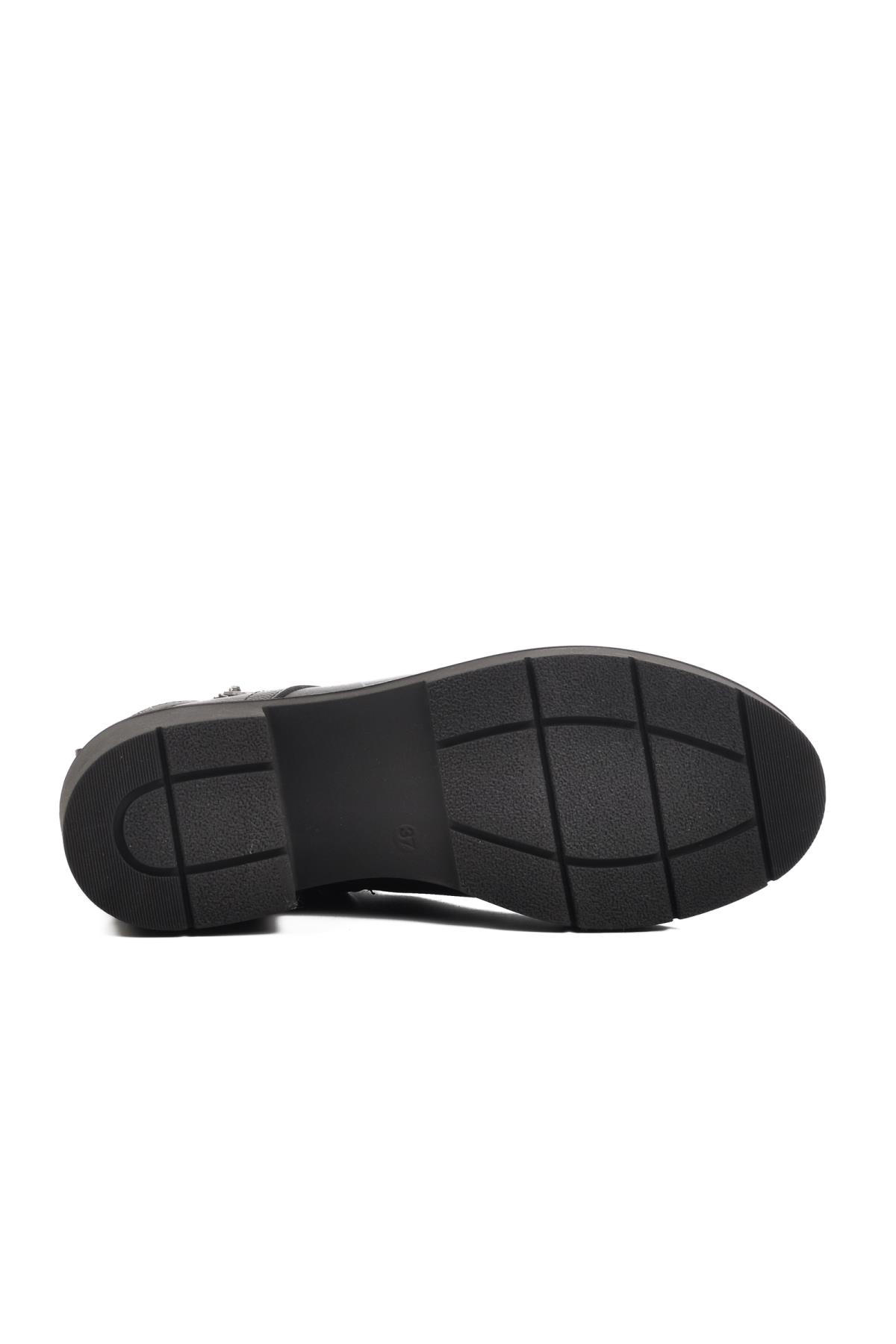 2454601K Siyah Hakiki Deri İçi Polarlı Kadın Bot - Görsel 6