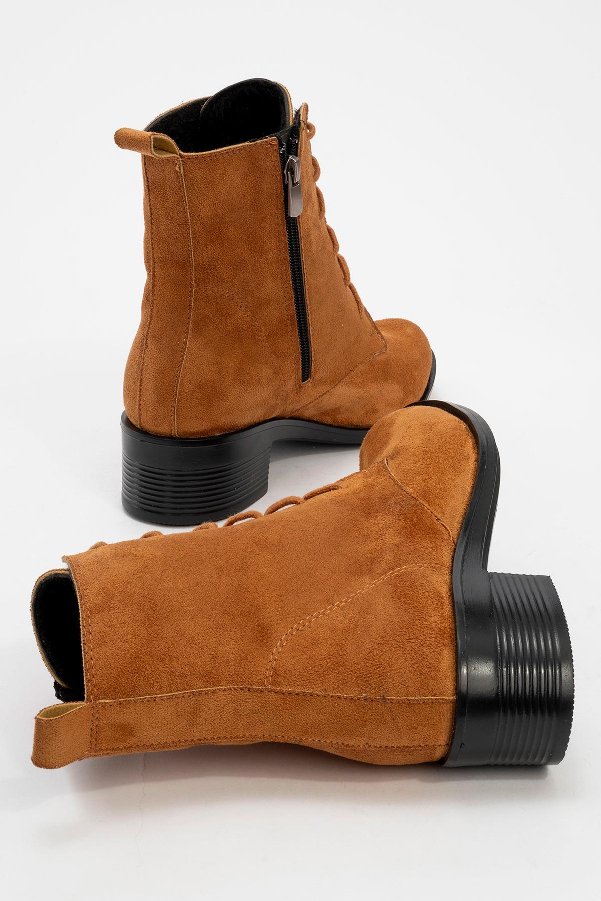 Kadın Yuvarlak Burunlu Bot TABA SÜET - Görsel 5