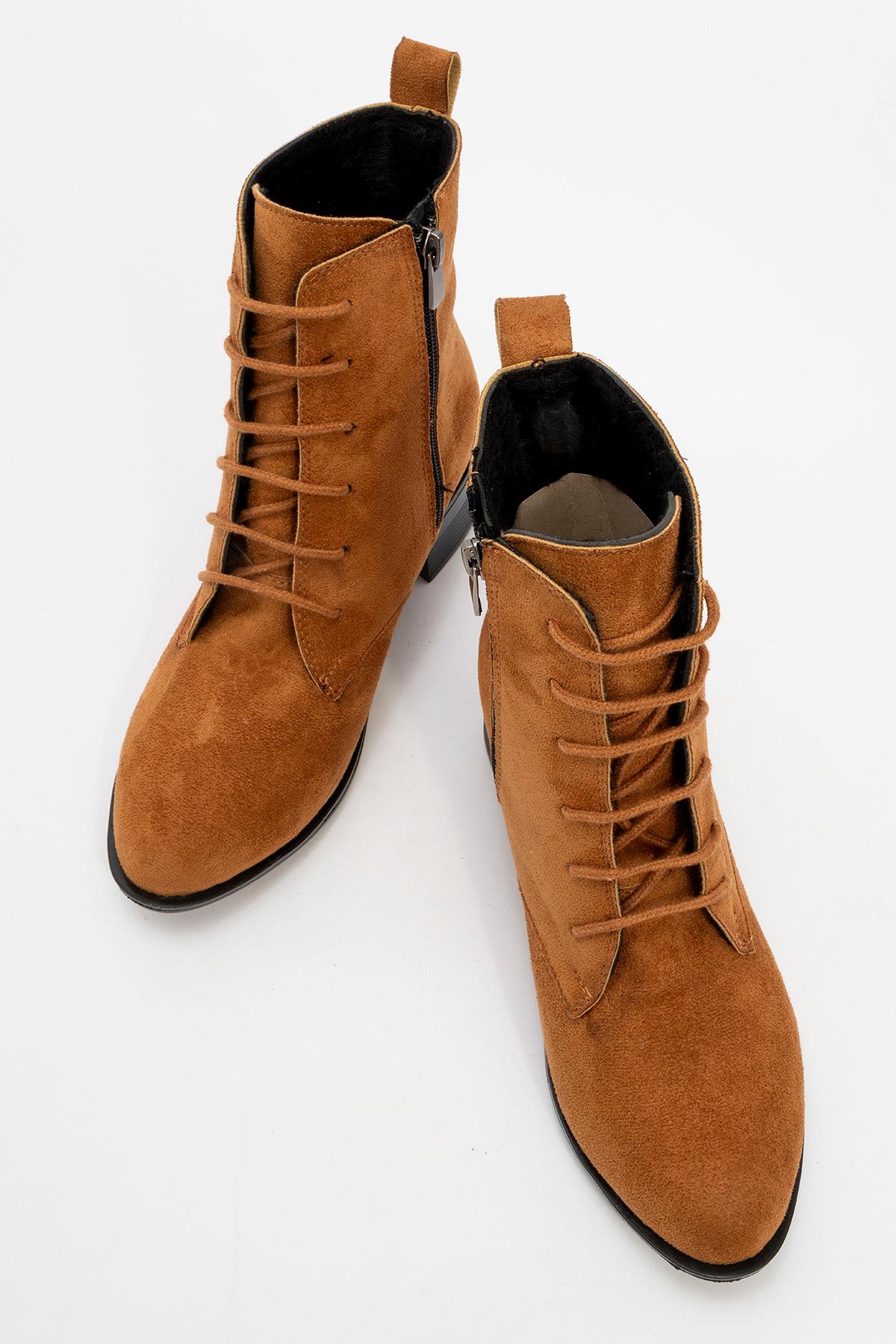 Kadın Yuvarlak Burunlu Bot TABA SÜET - Görsel 6