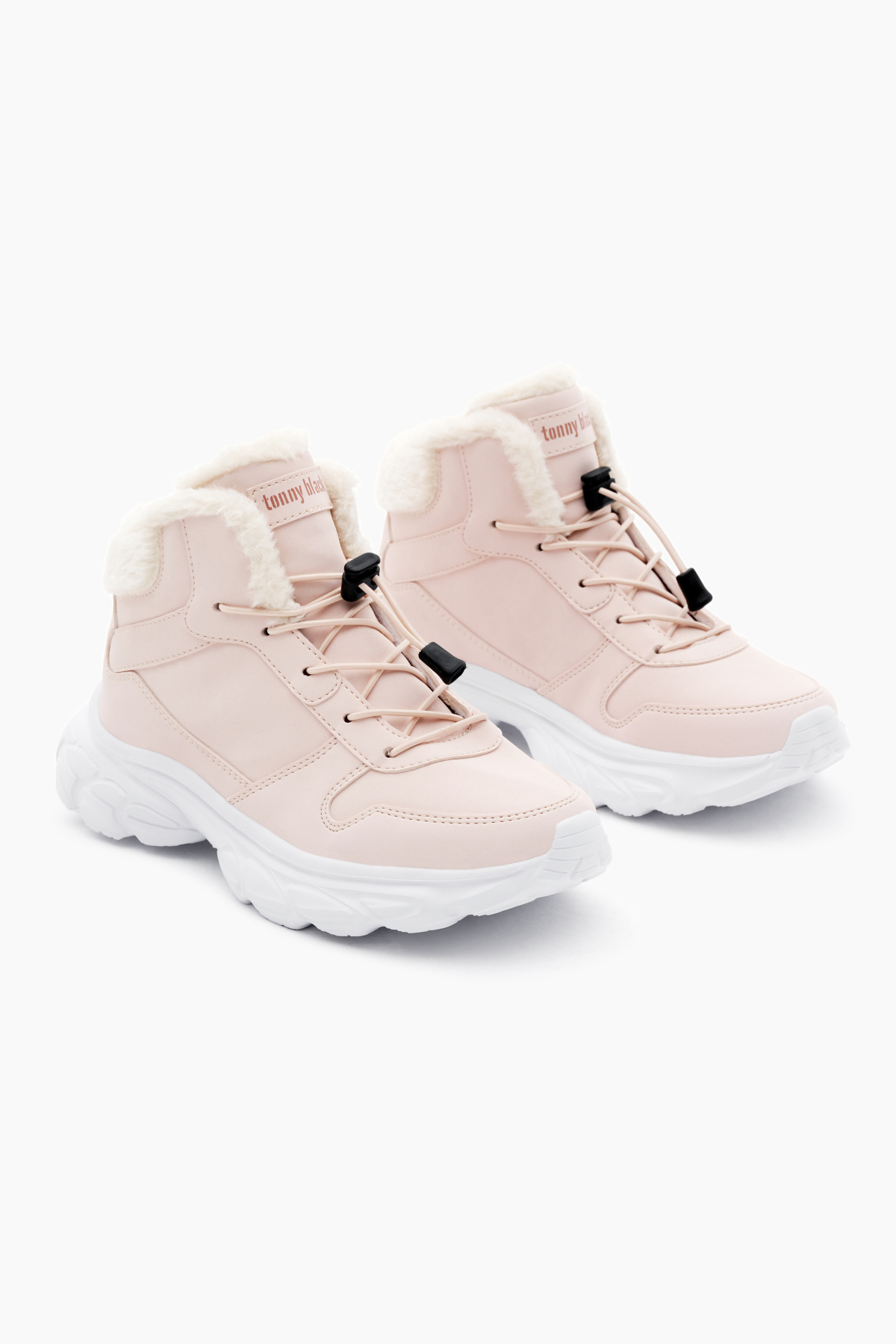 Çocuk Unisex Pudra Faylon Taban İçi Kürklü Lastik Bağcıklı Bot - Görsel 2