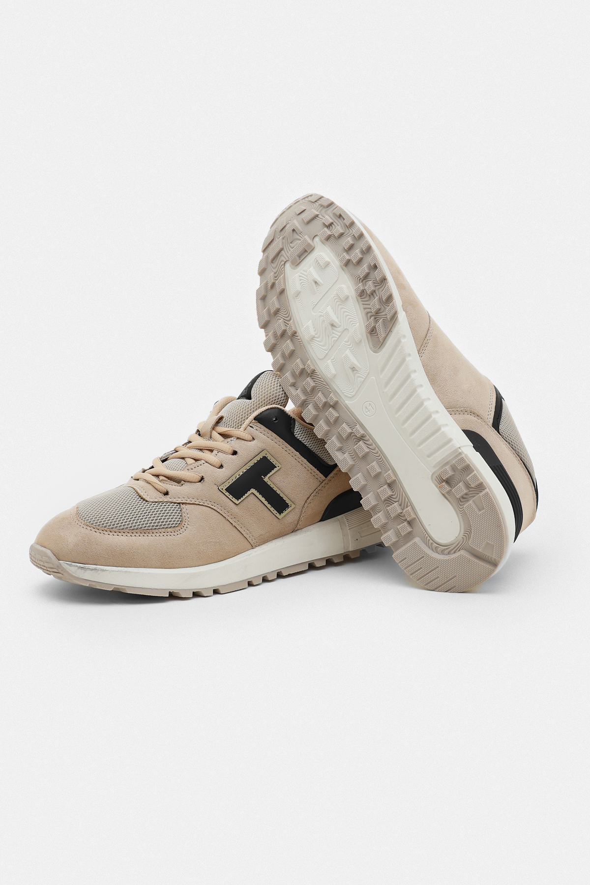 Unisex Krem Kaymaz Eva Taban Bağcıklı Spor Ayakkabı - Görsel 4