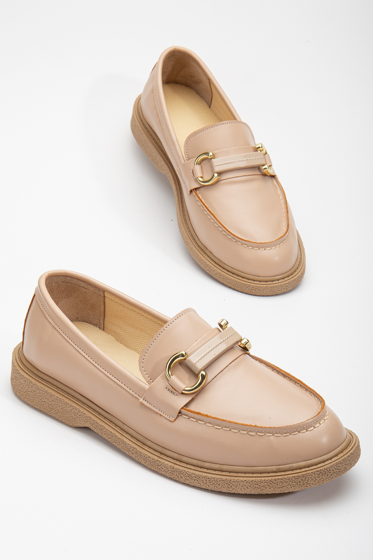 Kadın Nude Cilt Rahat Kalıp Önü Tokalı Günlük Loafer - Görsel 2