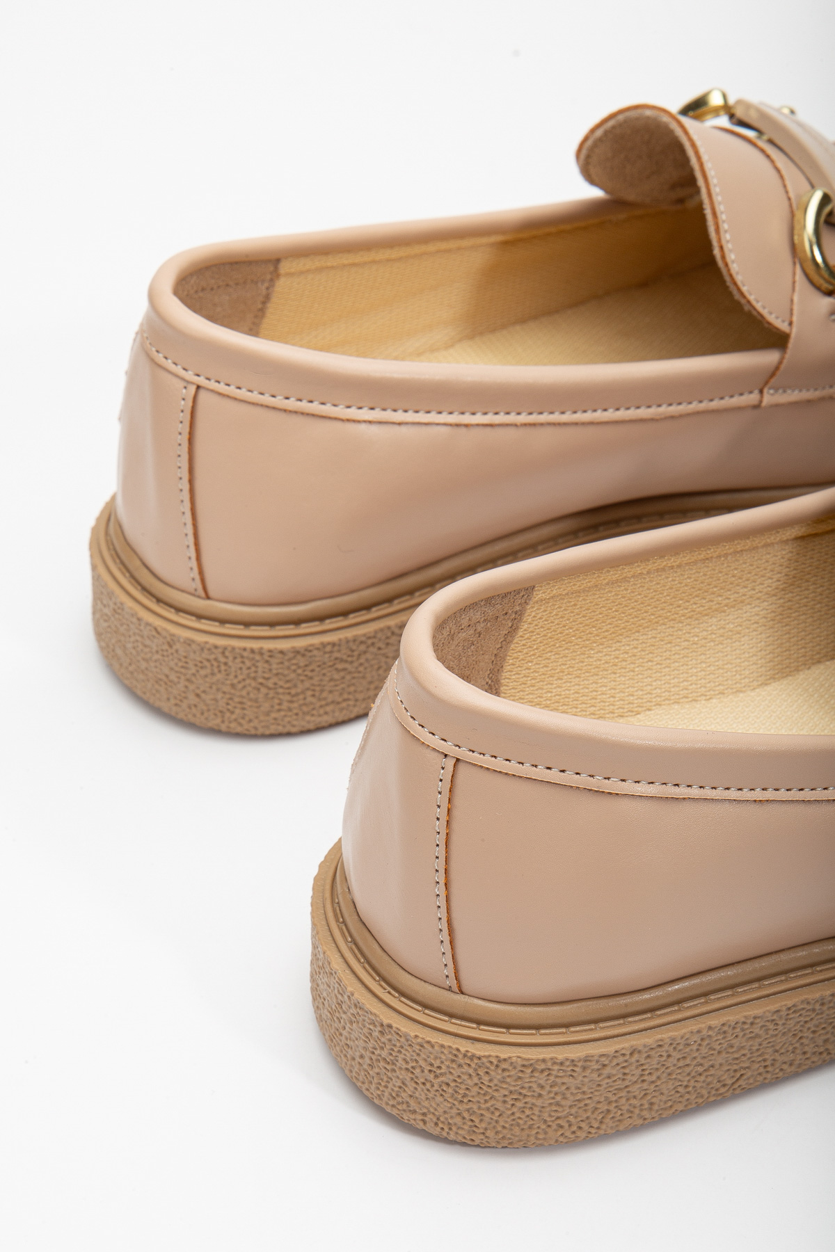 Kadın Nude Cilt Rahat Kalıp Önü Tokalı Günlük Loafer - Görsel 4