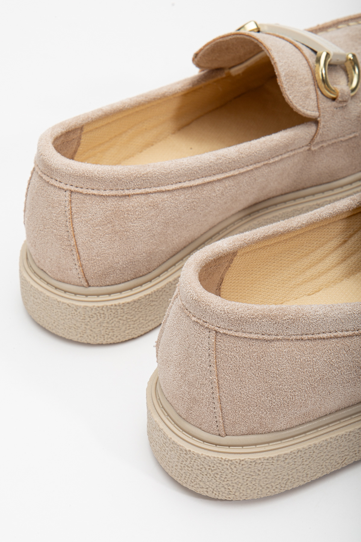 Kadın Ten Süet Rahat Kalıp Önü Tokalı Günlük Loafer - Görsel 5