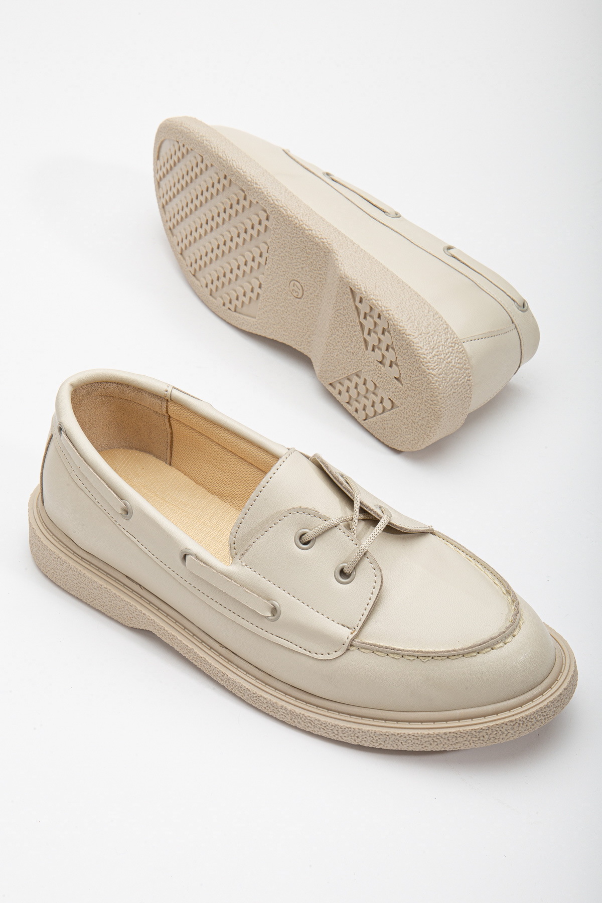 Kadın Ten Cilt Rahat Kalıp Termo Taban Bağcıklı Lofer - Görsel 2