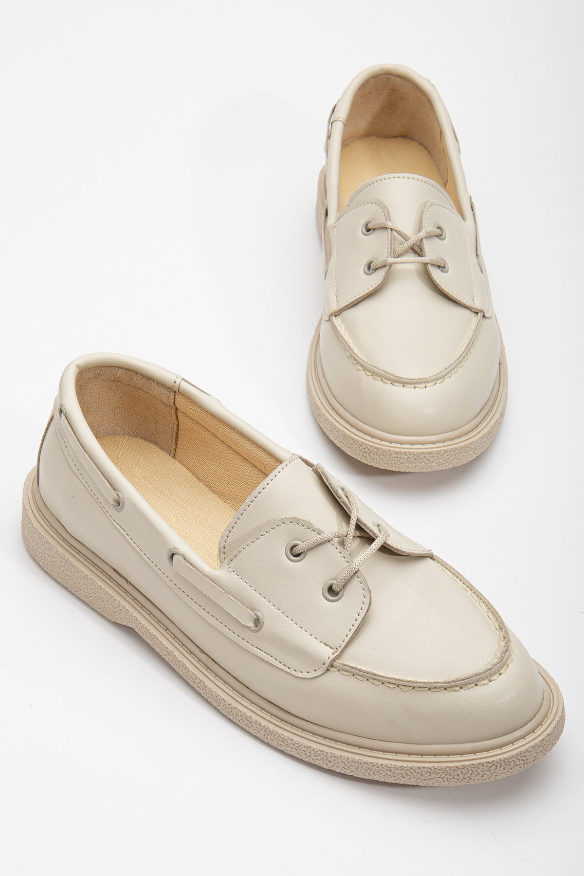 Kadın Ten Cilt Rahat Kalıp Termo Taban Bağcıklı Lofer - Görsel 5