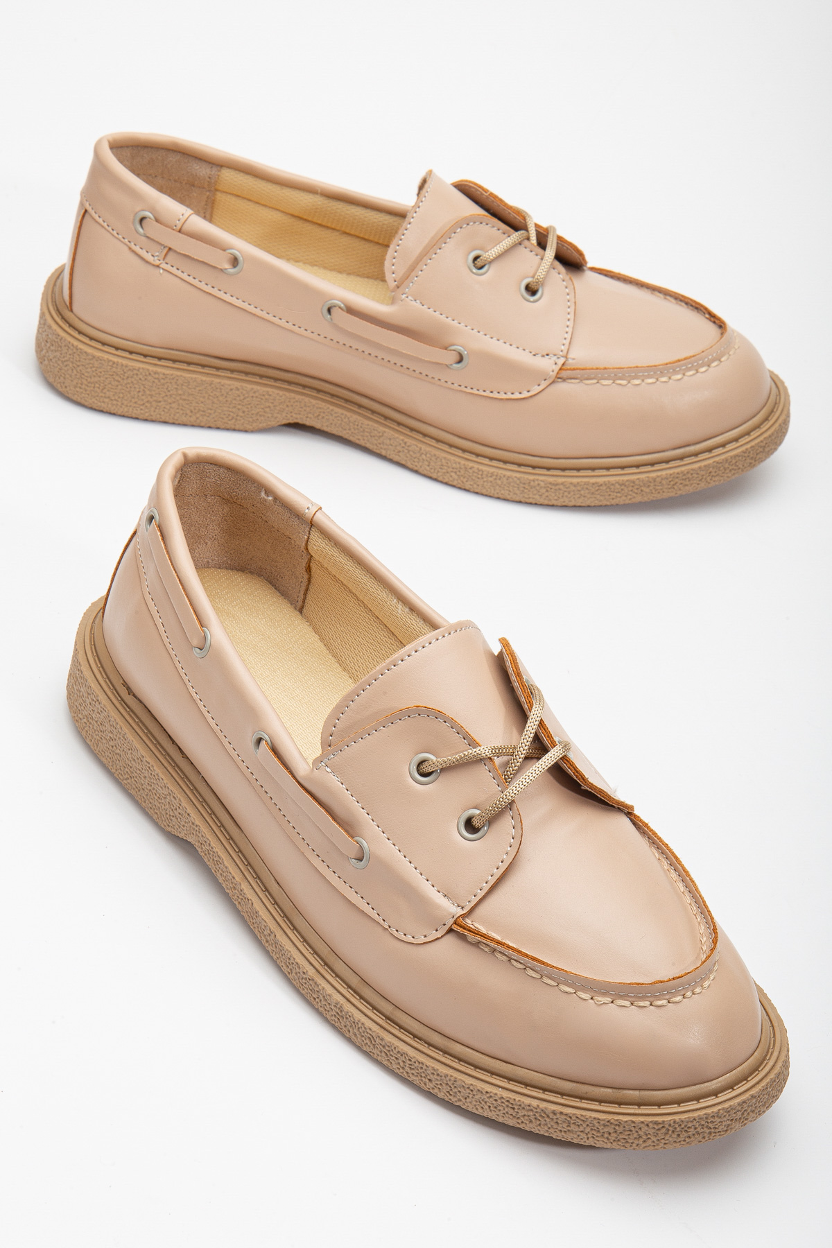 Kadın Nude Cilt Rahat Kalıp Termo Taban Bağcıklı Lofer - Görsel 2