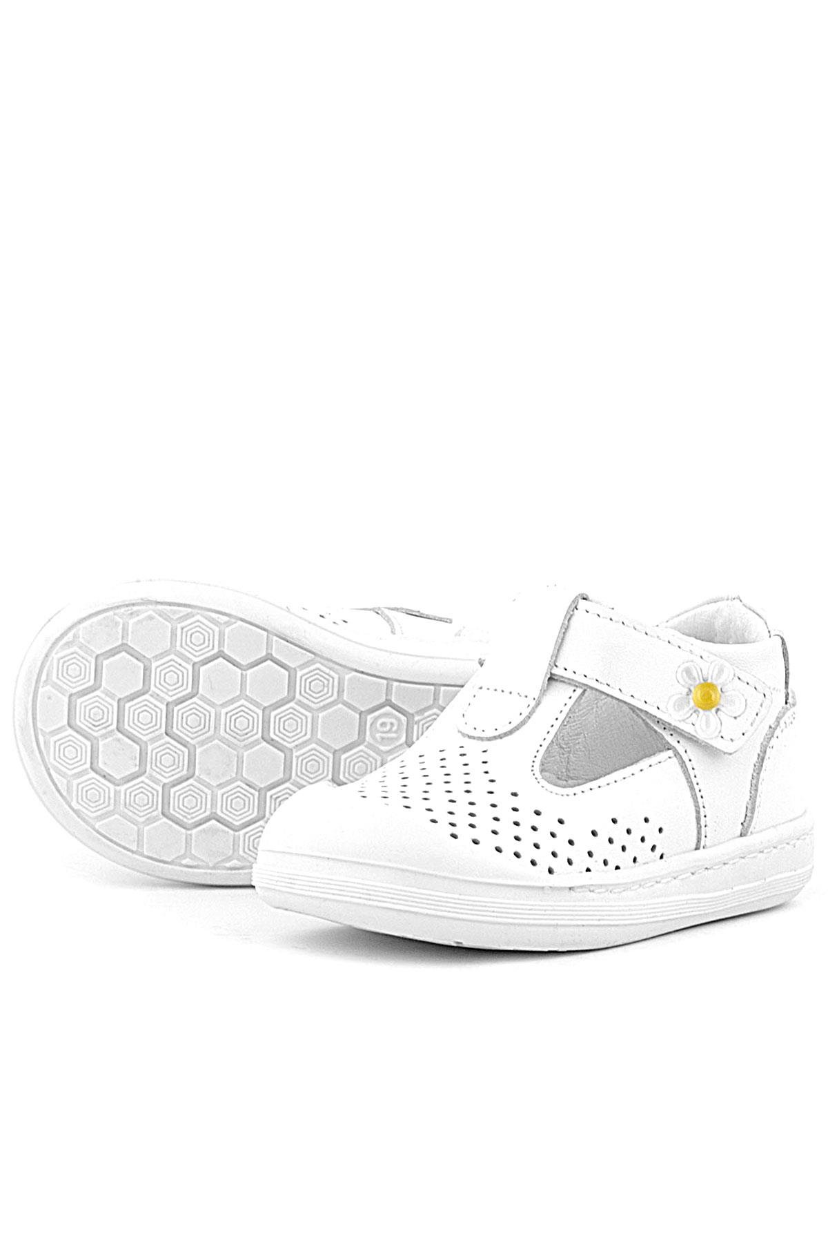 Shaun Hakiki Deri Beyaz Papatya Detaylı Cırtlı Anatomik Bebek Sandalet - Görsel 7
