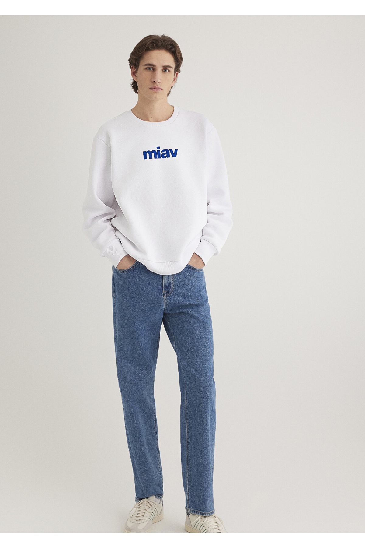 Miav Baskılı Beyaz Sweatshirt