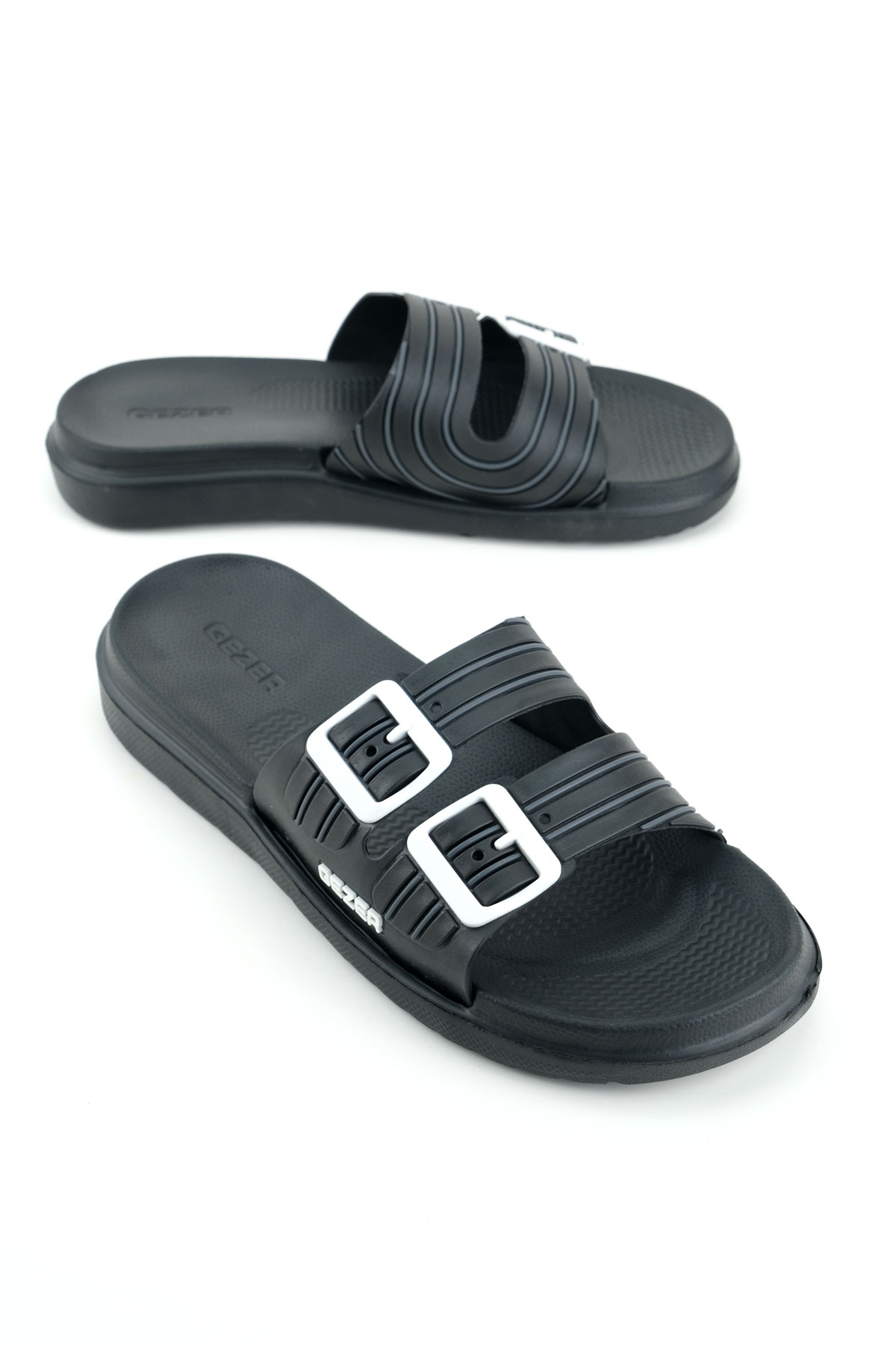 Gezer Gezer Siyah Erkek Yazlık Eva Islak Zemine Uygun Günlük Ev Bahçe Havuz Banyo Terlik Flo'da! Siyah - 2. görsel