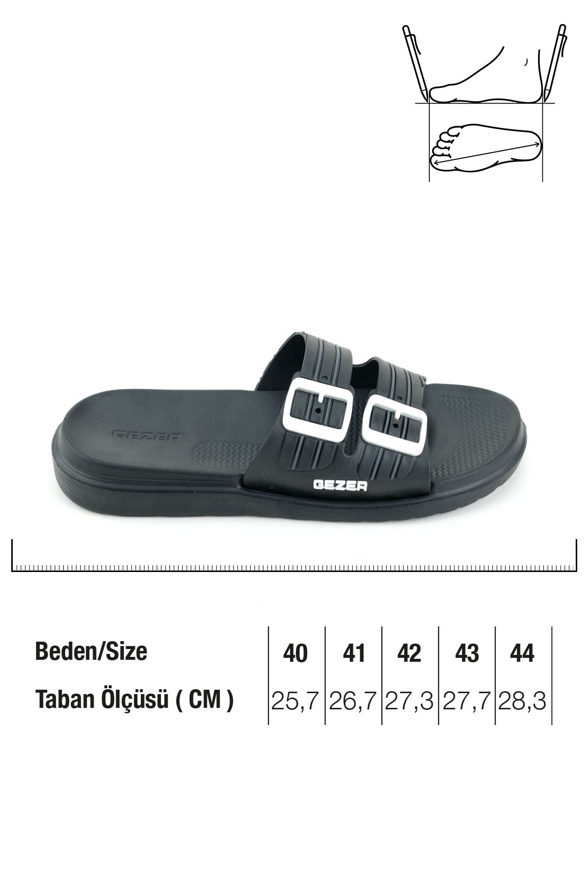 Gezer Gezer Siyah Erkek Yazlık Eva Islak Zemine Uygun Günlük Ev Bahçe Havuz Banyo Terlik Flo'da! Siyah - 3. görsel