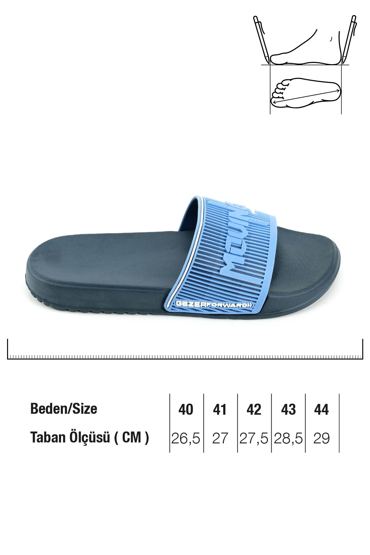Gezer Gezer Mavi Erkek Yazlık Eva Islak Zemine Uygun Günlük Ev Bahçe Havuz Banyo Terlik Sandalet & Terlik | Flo Mavi - 3. görsel