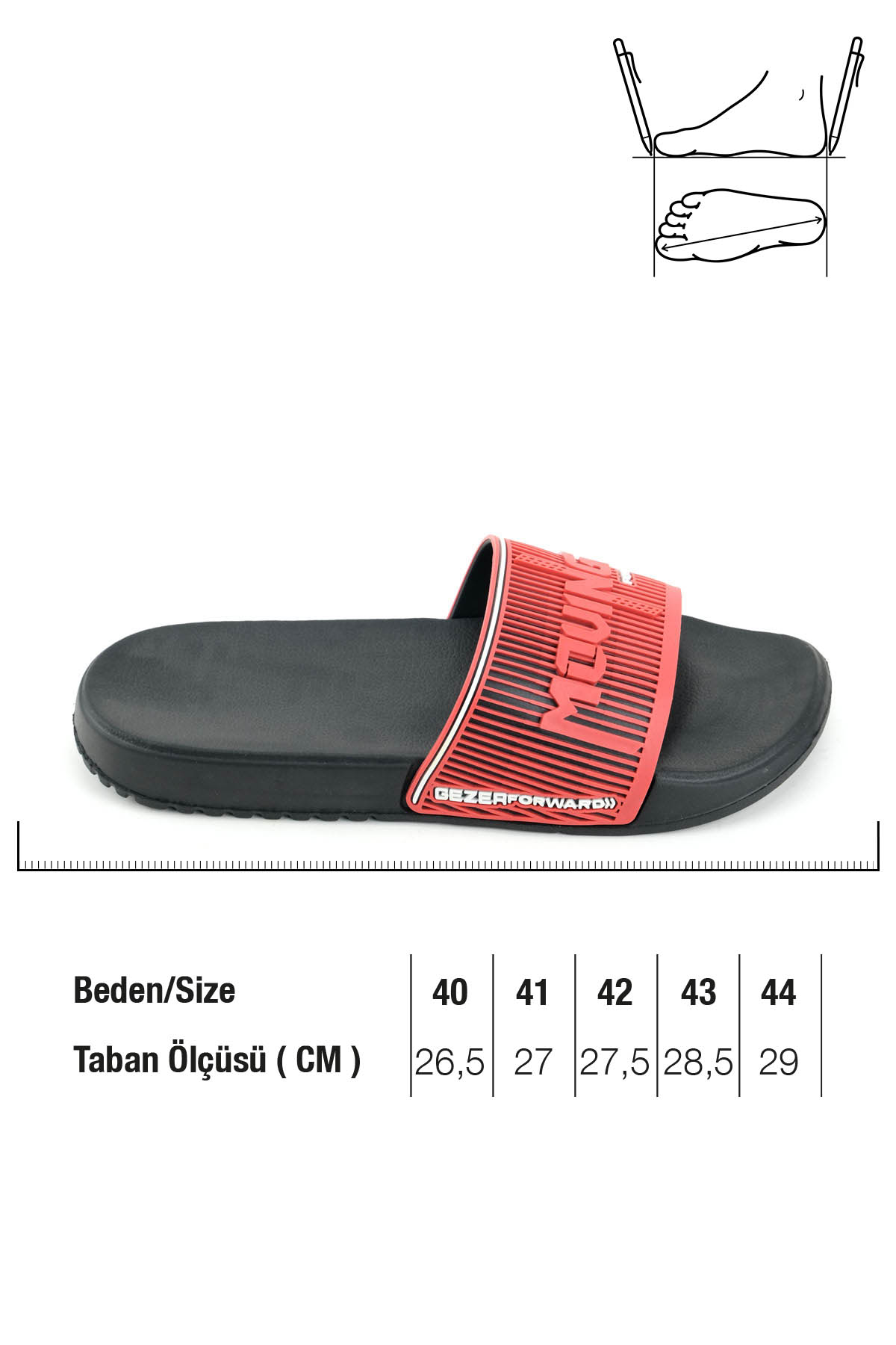 Gezer Gezer Kırmızı Erkek Yazlık Eva Islak Zemine Uygun Günlük Ev Bahçe Havuz Banyo Terlik Sandalet & Terlik | Flo Kırmızı - 3. görsel