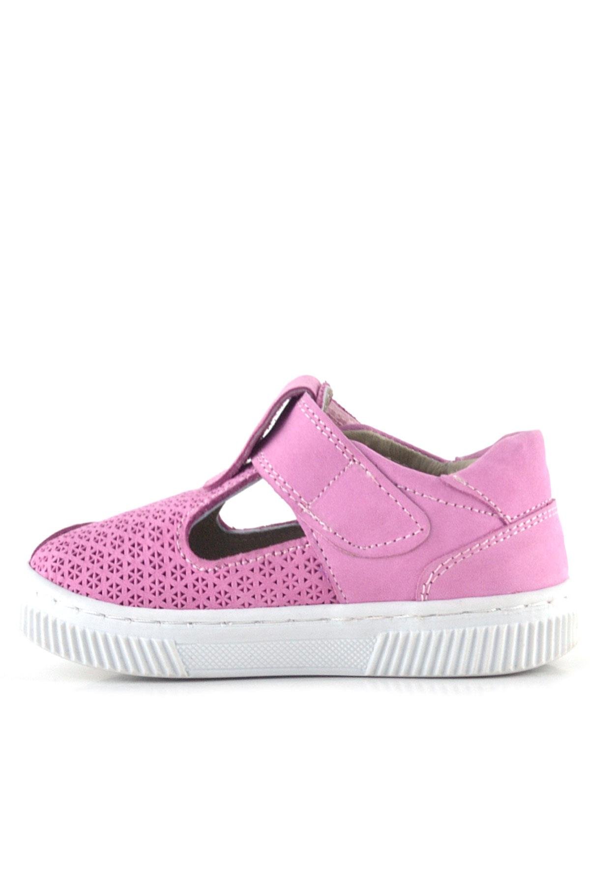 Bheem Hakiki Deri Pembe Cırtlı Çiçek Detaylı Bebek Sandalet - Görsel 6