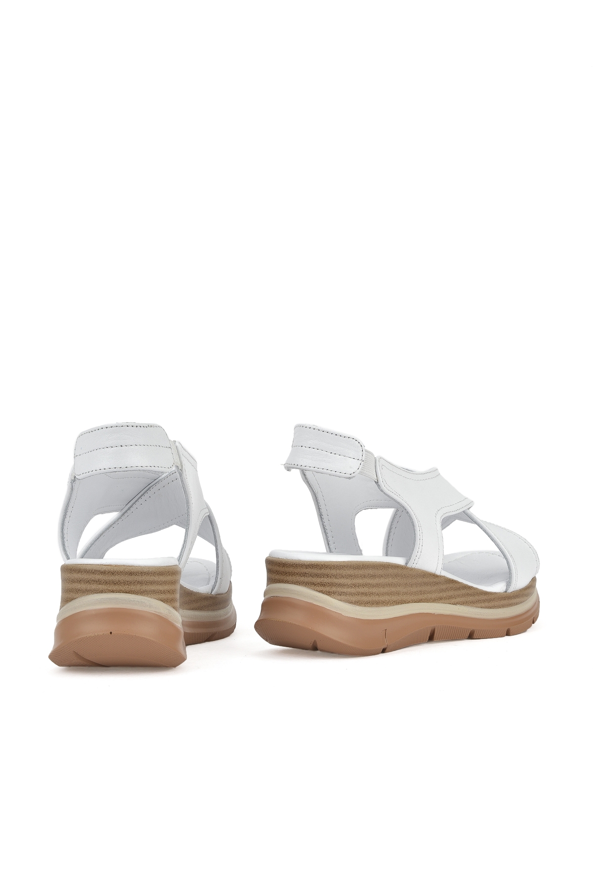 Kadın Hakiki Deri Dolgu Topuk Sandalet 1511020Z2562 Beyaz - Görsel 4