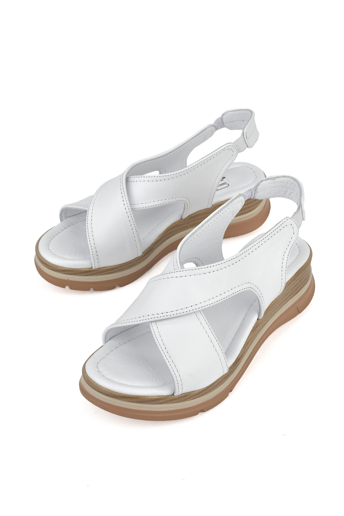 Kadın Hakiki Deri Dolgu Topuk Sandalet 1511020Z2562 Beyaz - Görsel 6