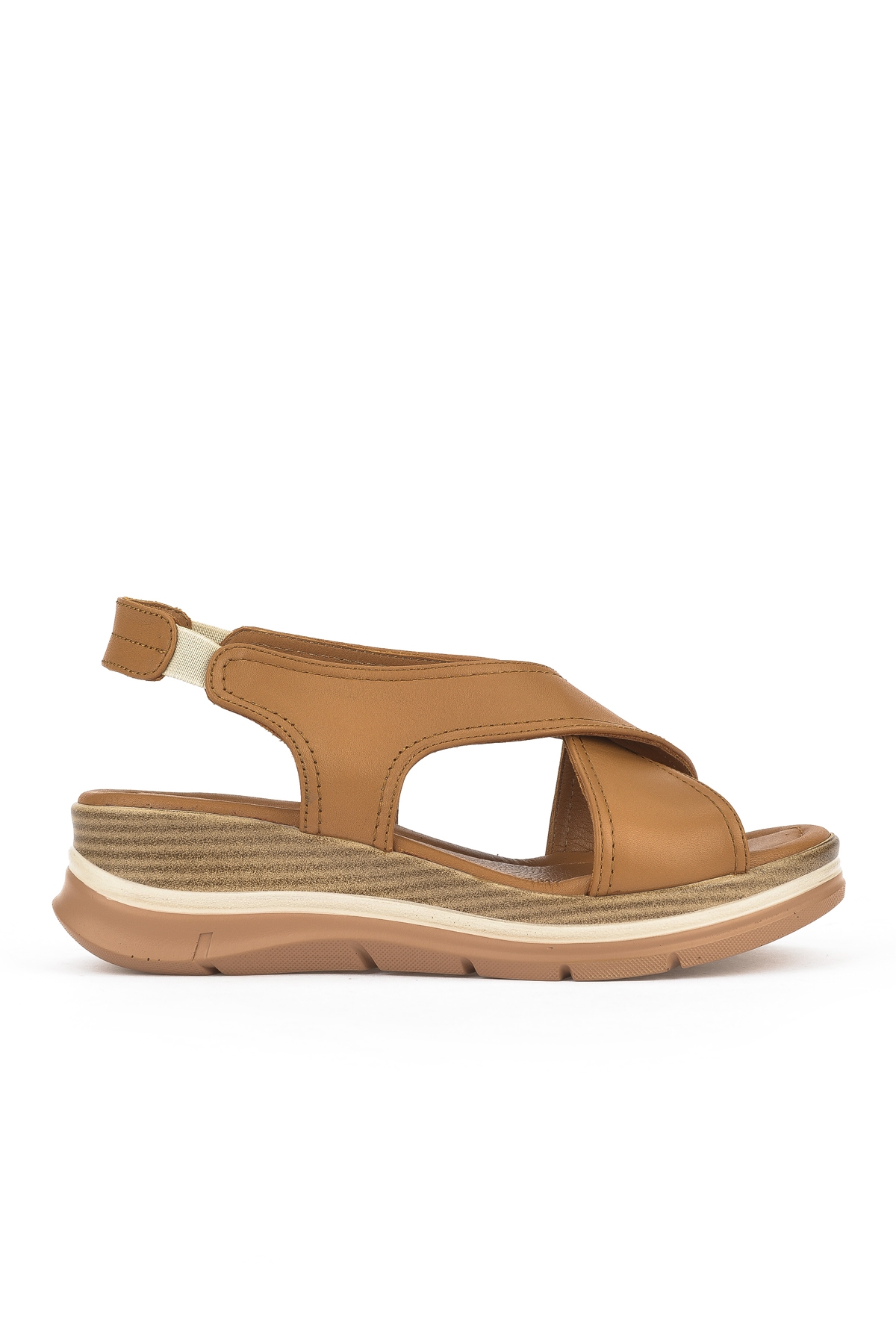 Kadın Hakiki Deri Dolgu Topuk Sandalet 1511020Z2562 Taba - Görsel 2