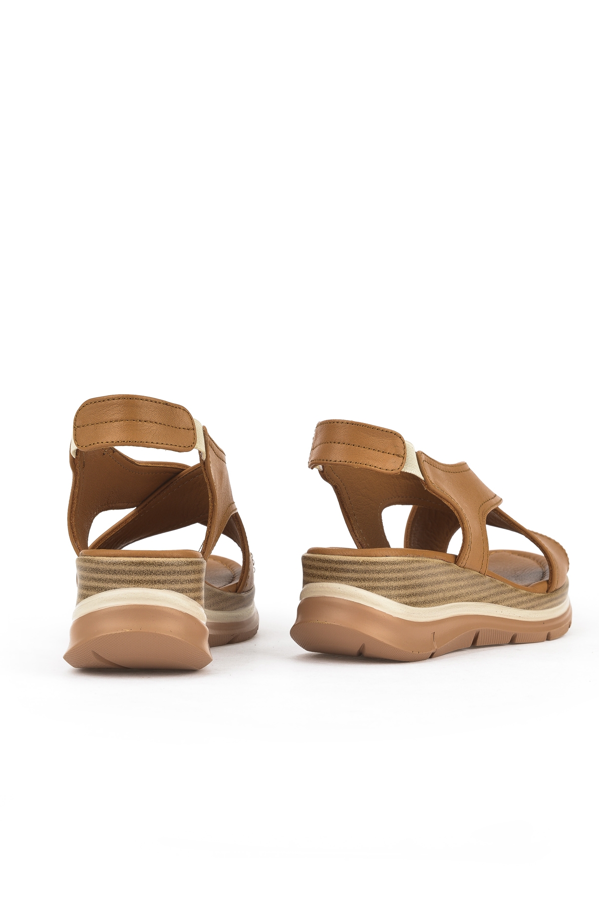 Kadın Hakiki Deri Dolgu Topuk Sandalet 1511020Z2562 Taba - Görsel 4