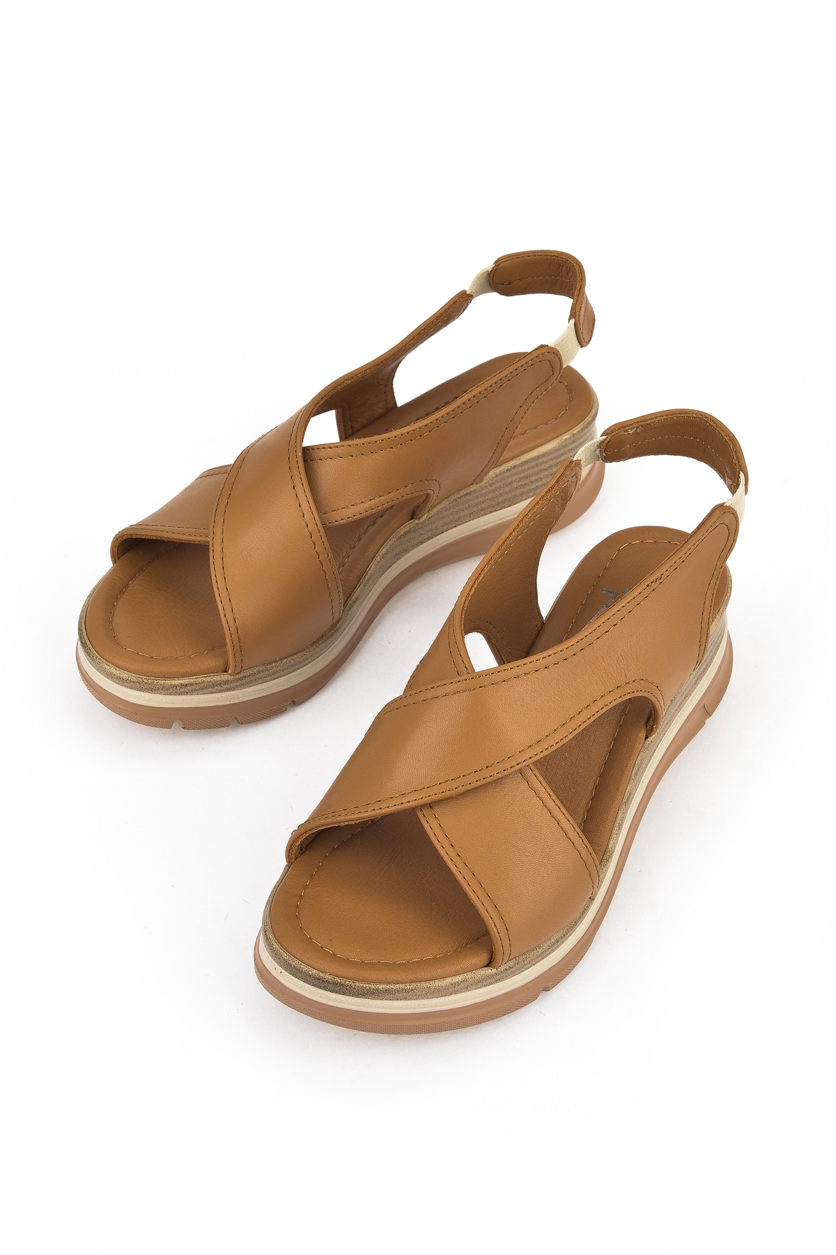 Kadın Hakiki Deri Dolgu Topuk Sandalet 1511020Z2562 Taba - Görsel 6