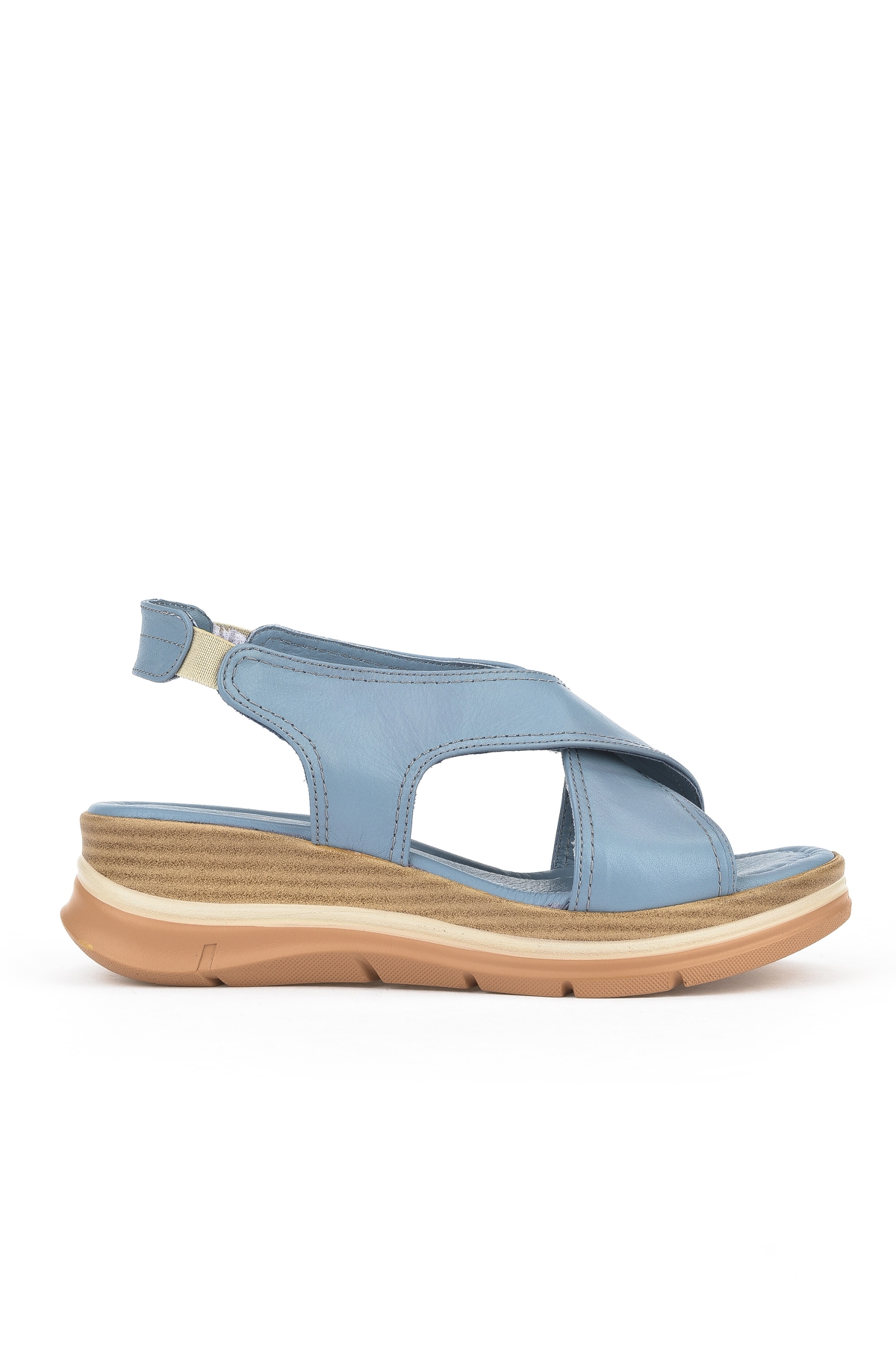 Kadın Hakiki Deri Dolgu Topuk Sandalet 1511020Z2562 Mavi - Görsel 2