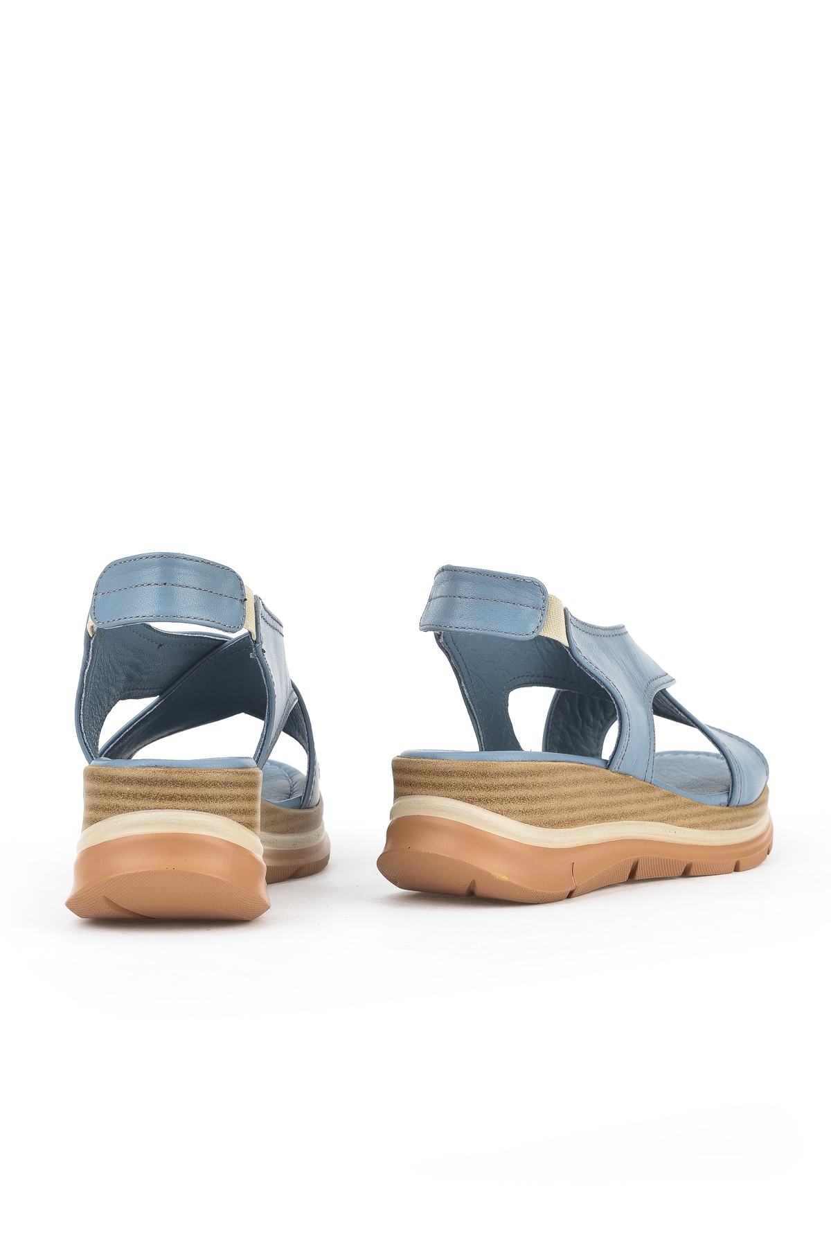 Kadın Hakiki Deri Dolgu Topuk Sandalet 1511020Z2562 Mavi - Görsel 4